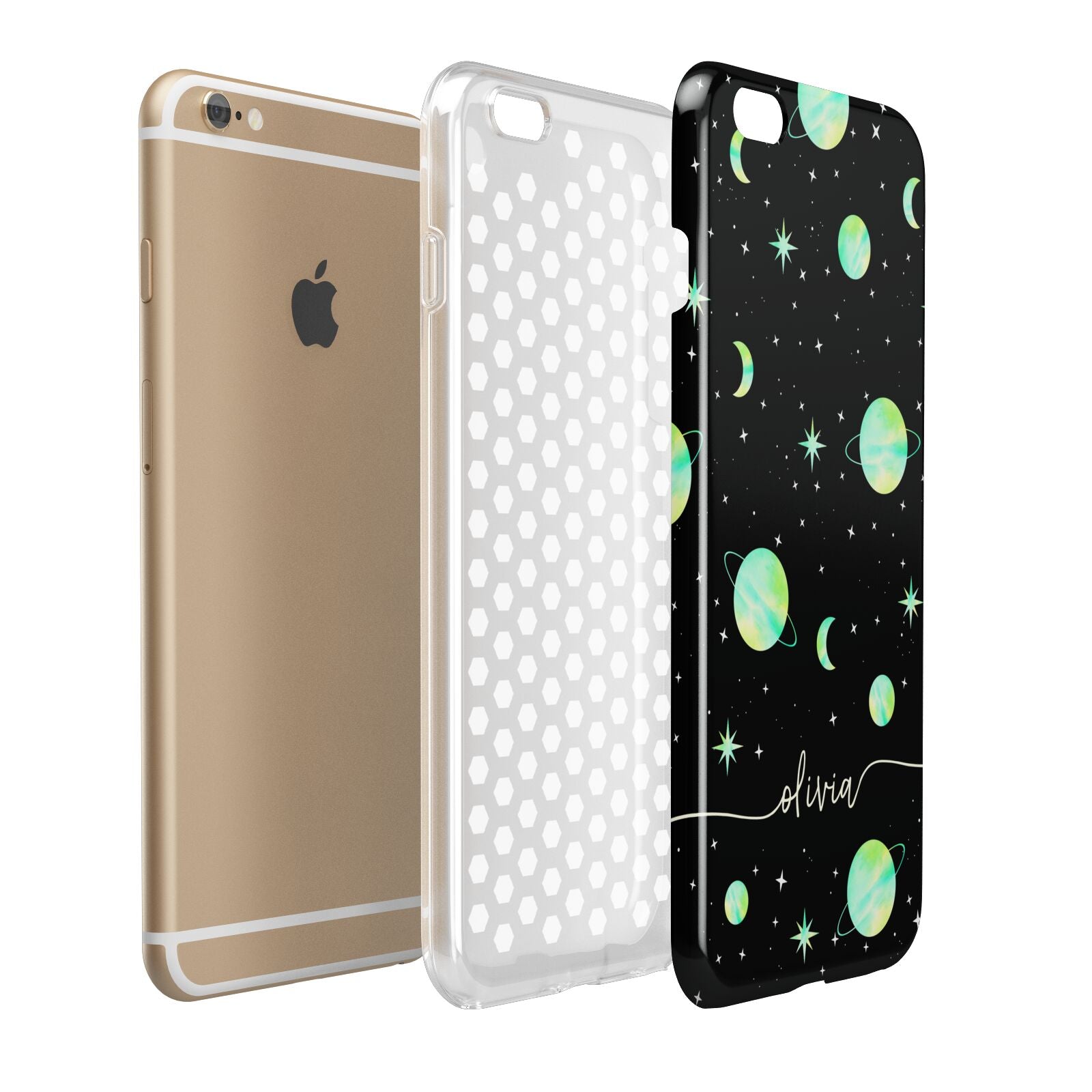 Green Galaxy Personalised Name Apple iPhone 6 Plus 3D Tough Case Expand Detail Image