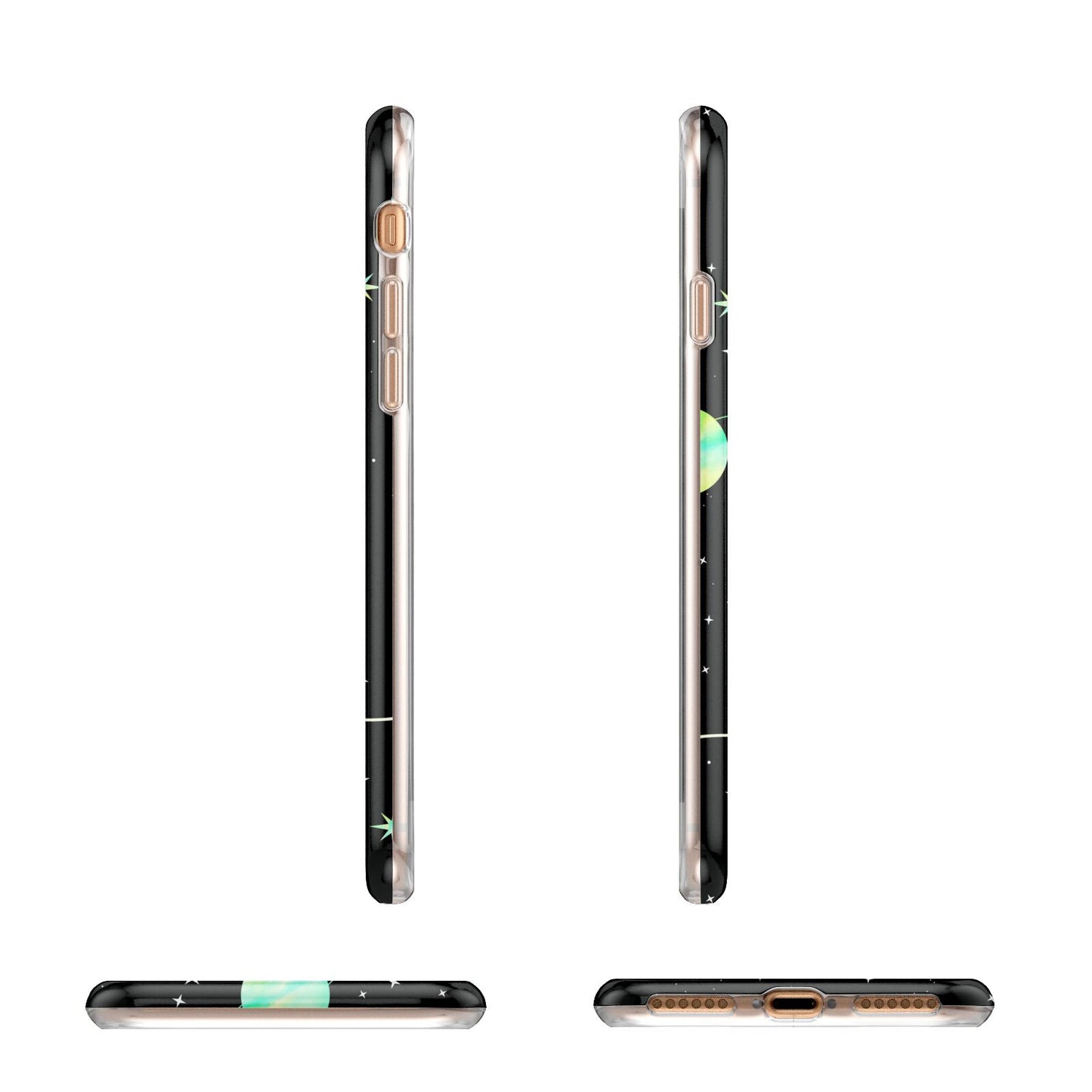 Green Galaxy Personalised Name Apple iPhone 7 8 3D Wrap Tough Case Alternative Image Angles