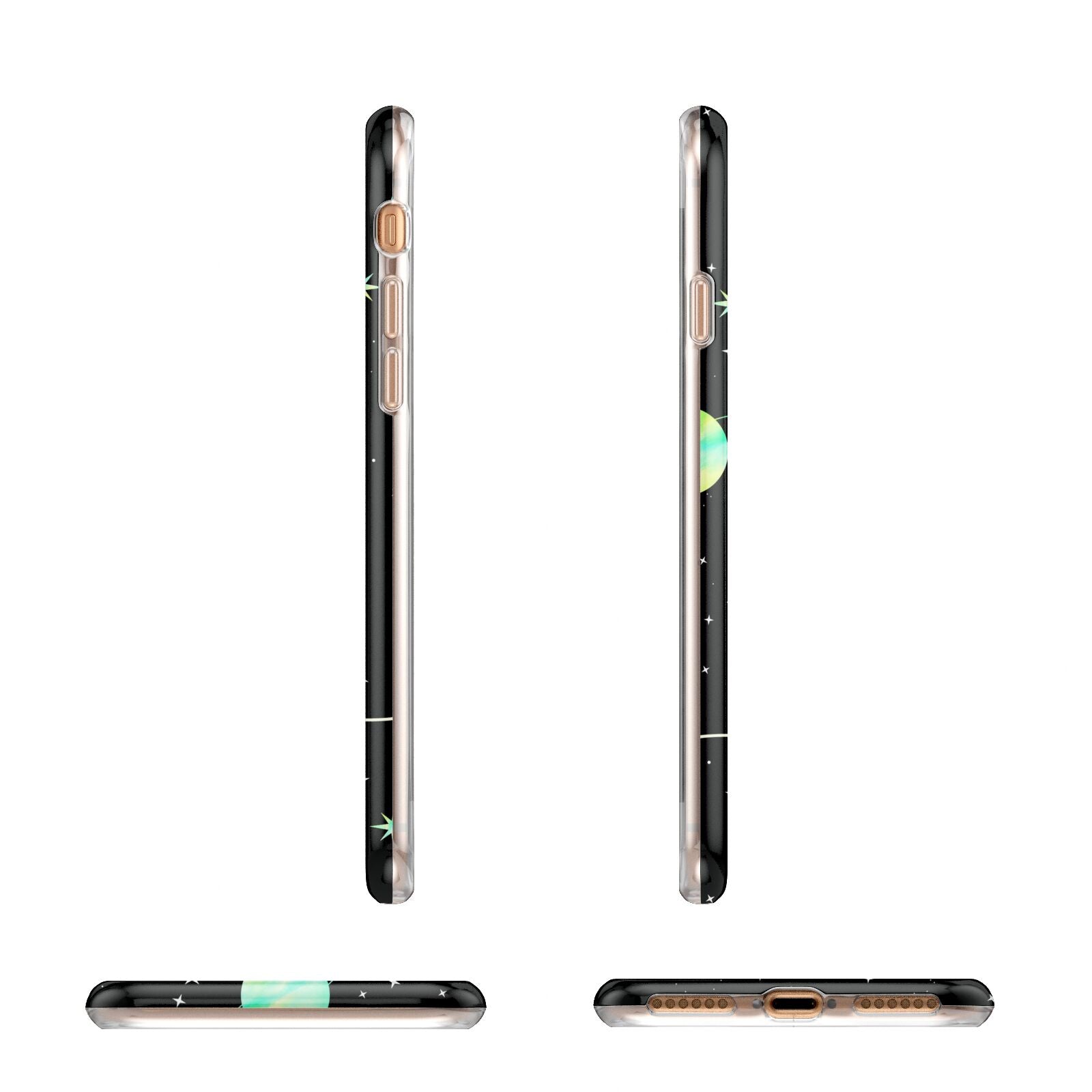 Green Galaxy Personalised Name Apple iPhone 7 8 3D Wrap Tough Case Alternative Image Angles