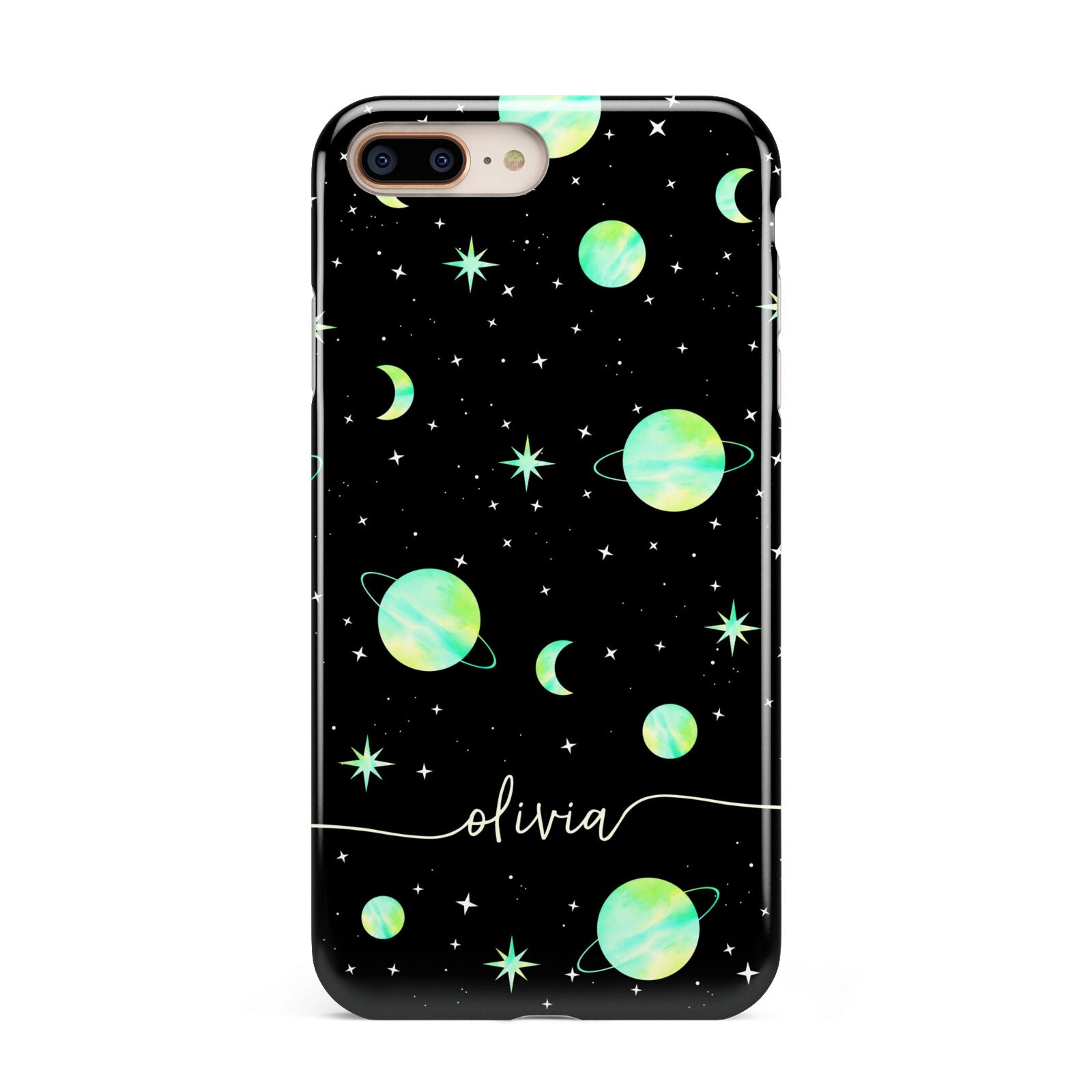 Green Galaxy Personalised Name Apple iPhone 7 8 Plus 3D Tough Case