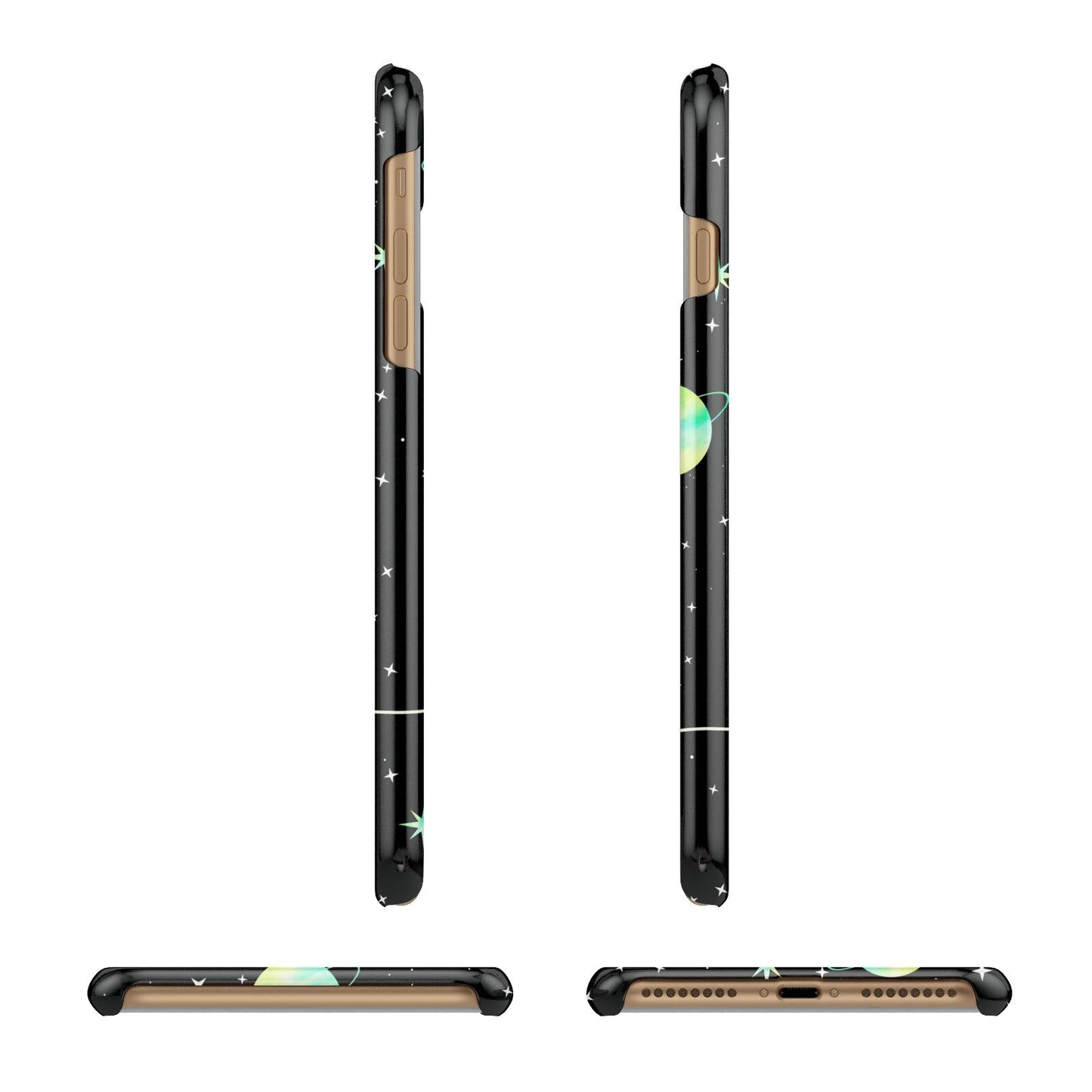 Green Galaxy Personalised Name Apple iPhone 7 Plus 3D Wrap Snap Case Angled Images