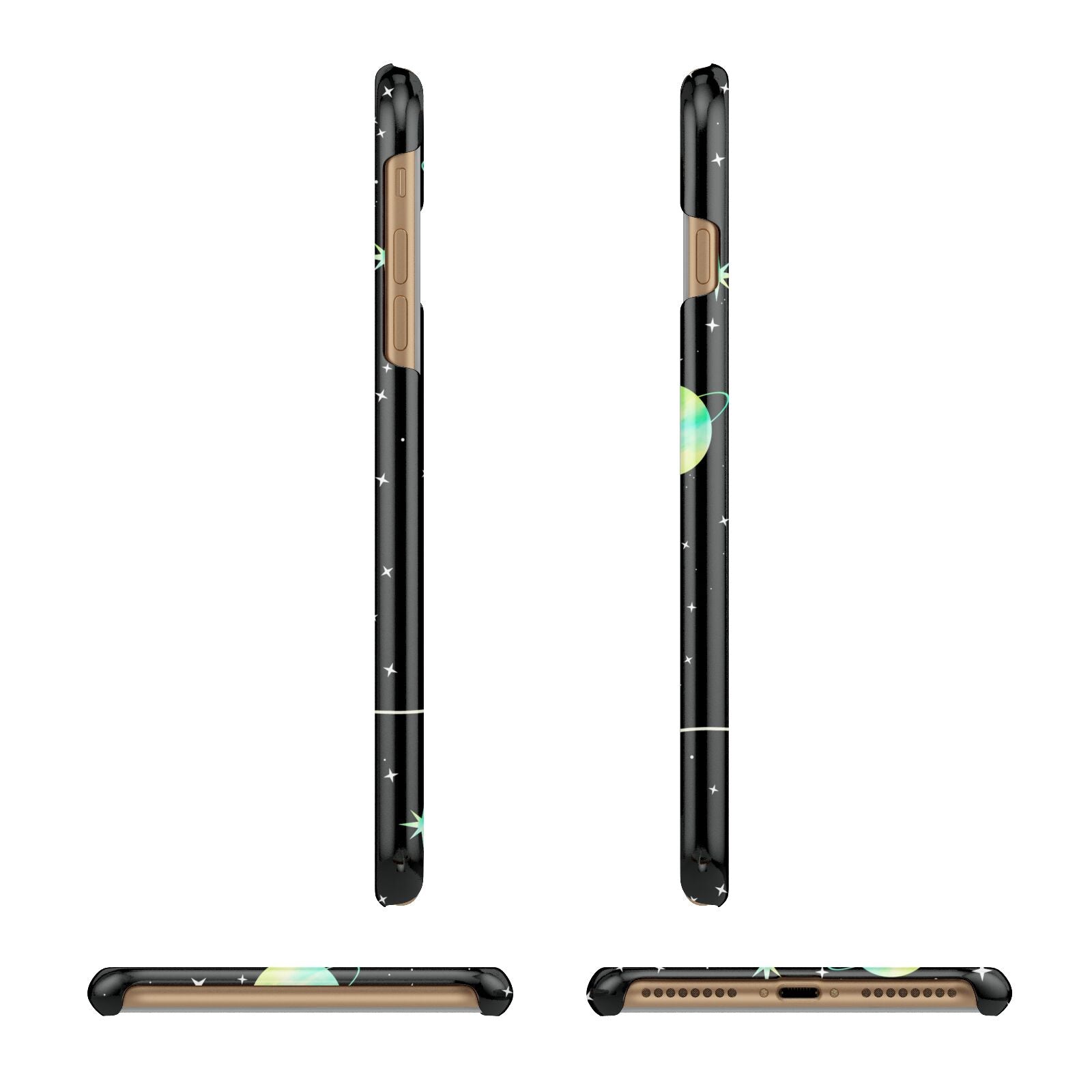 Green Galaxy Personalised Name Apple iPhone 7 Plus 3D Wrap Snap Case Angled Images