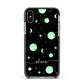 Green Galaxy Personalised Name Apple iPhone Xs Impact Case Black Edge on Silver Phone