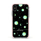 Green Galaxy Personalised Name Apple iPhone Xs Impact Case Pink Edge on Silver Phone