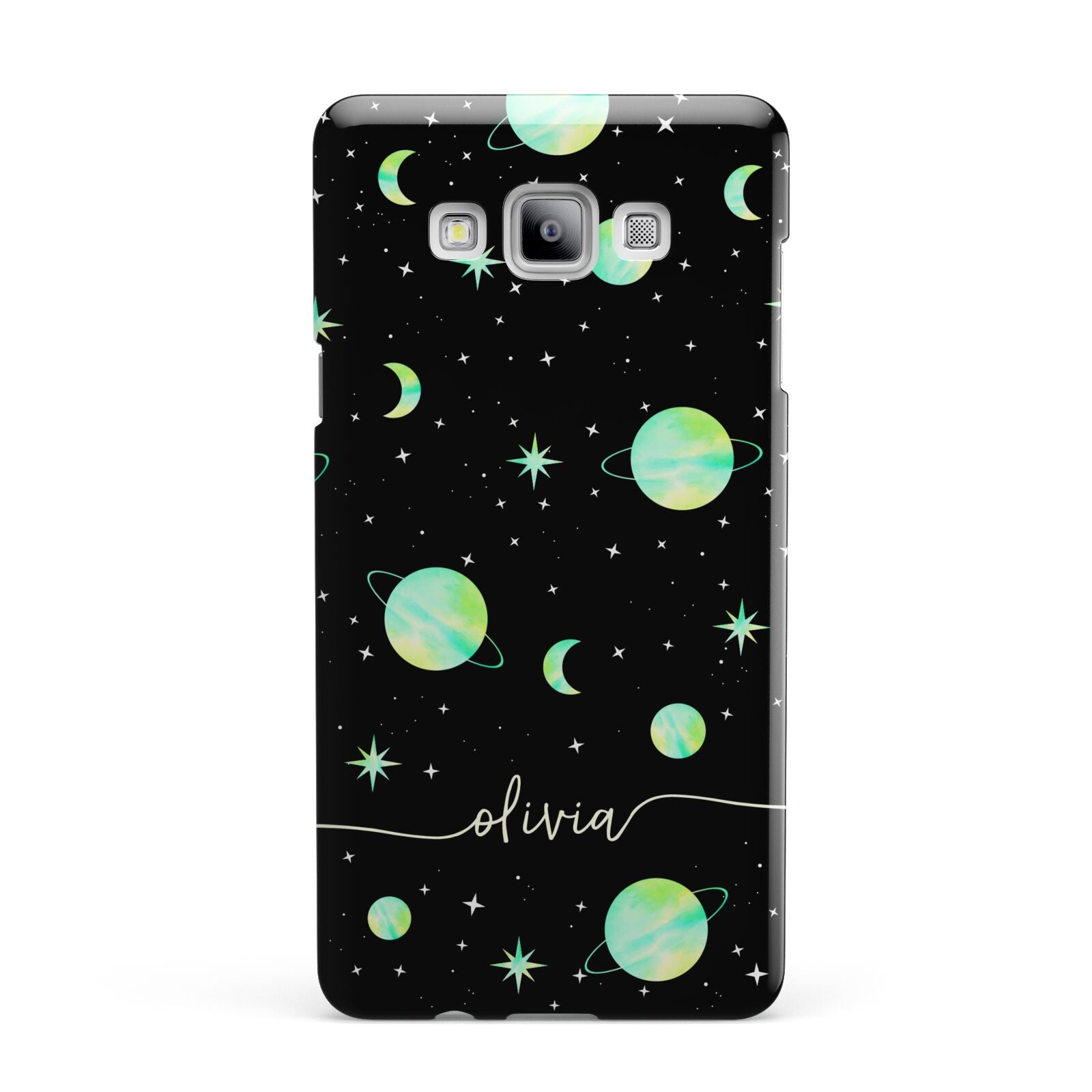 Green Galaxy Personalised Name Samsung Galaxy A7 2015 Case