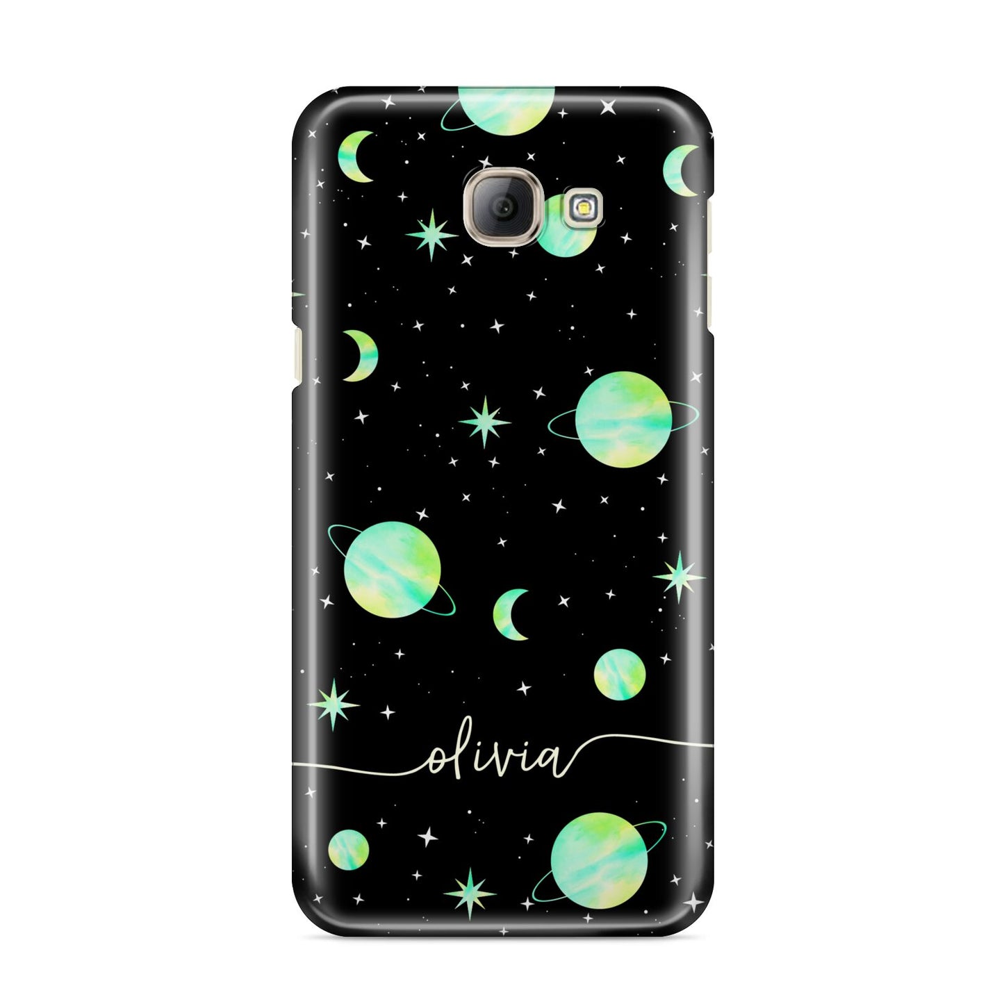 Green Galaxy Personalised Name Samsung Galaxy A8 2016 Case