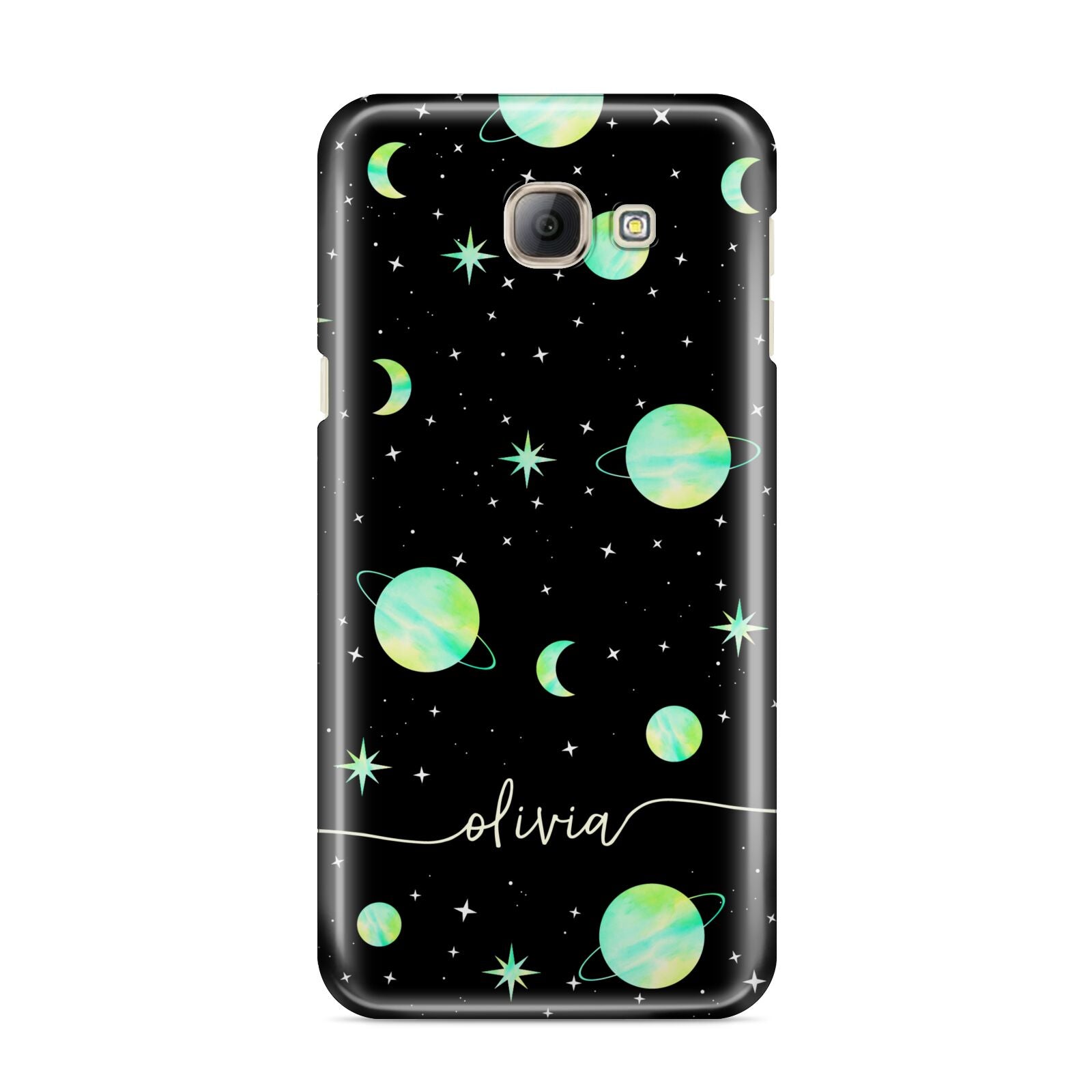 Green Galaxy Personalised Name Samsung Galaxy A8 2016 Case