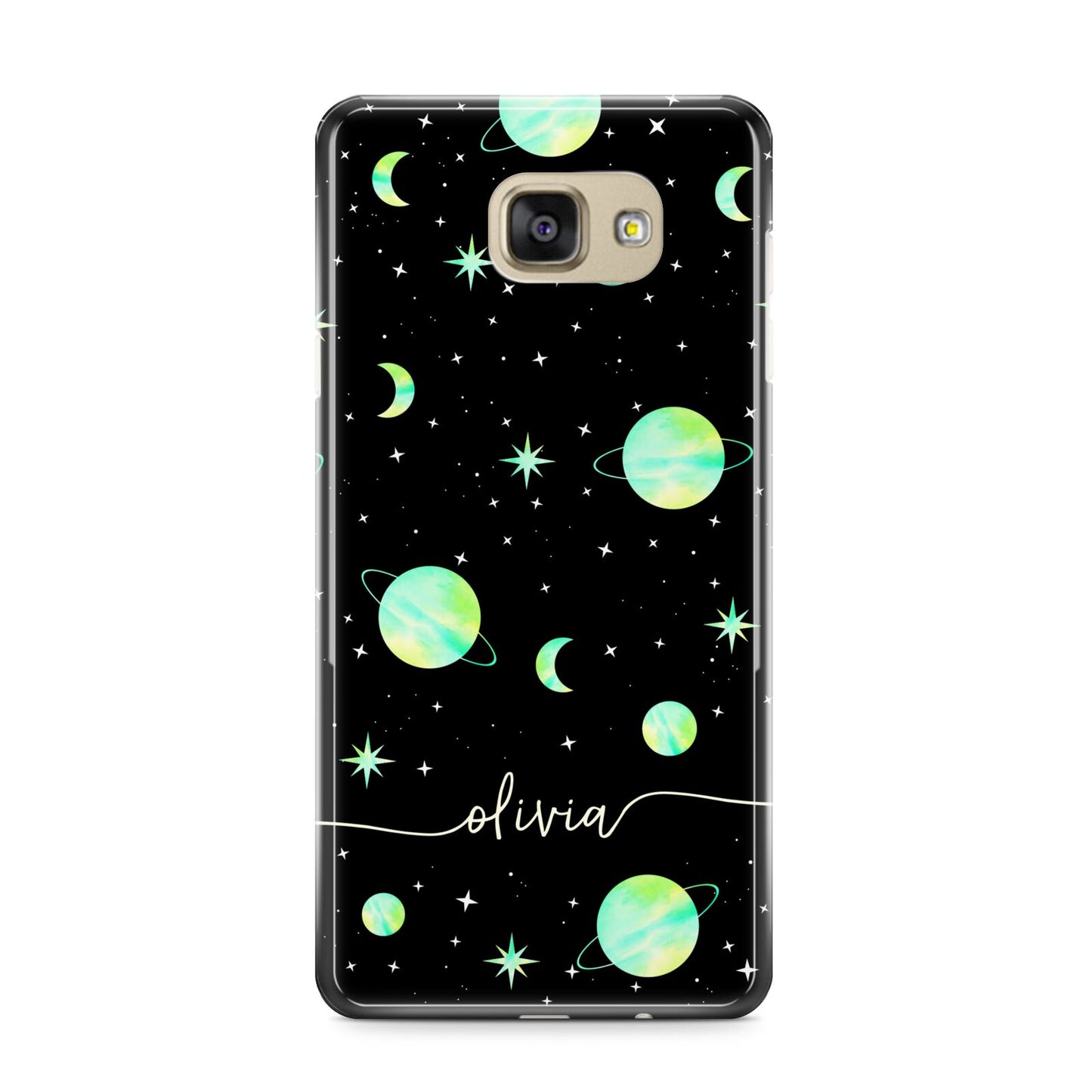 Green Galaxy Personalised Name Samsung Galaxy A9 2016 Case on gold phone