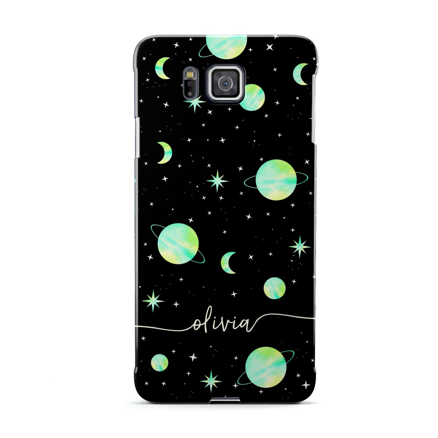 Green Galaxy Personalised Name Samsung Galaxy Alpha Case