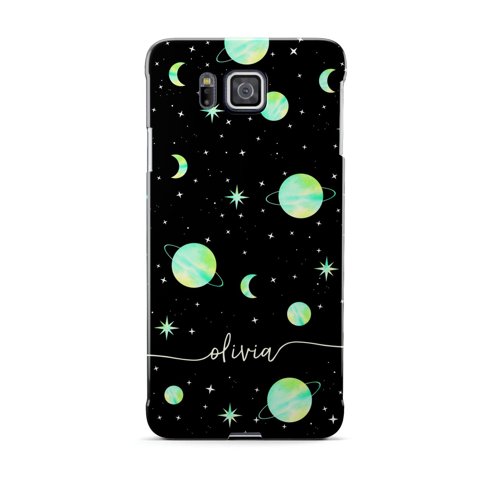 Green Galaxy Personalised Name Samsung Galaxy Alpha Case