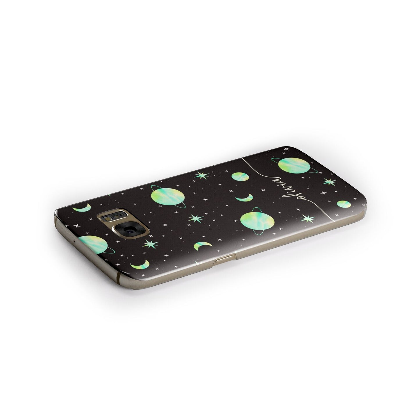 Green Galaxy Personalised Name Samsung Galaxy Case Side Close Up