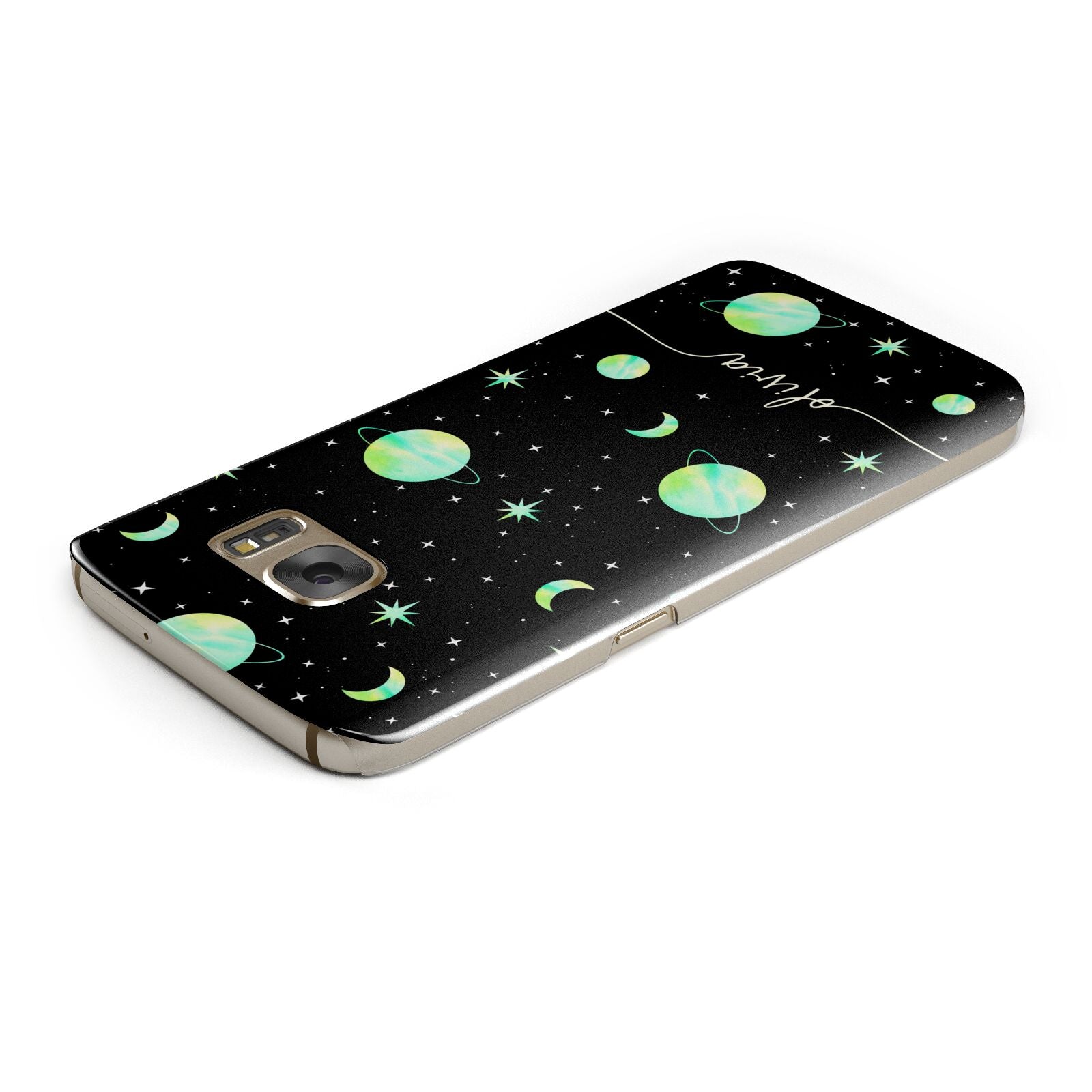 Green Galaxy Personalised Name Samsung Galaxy Case Top Cutout