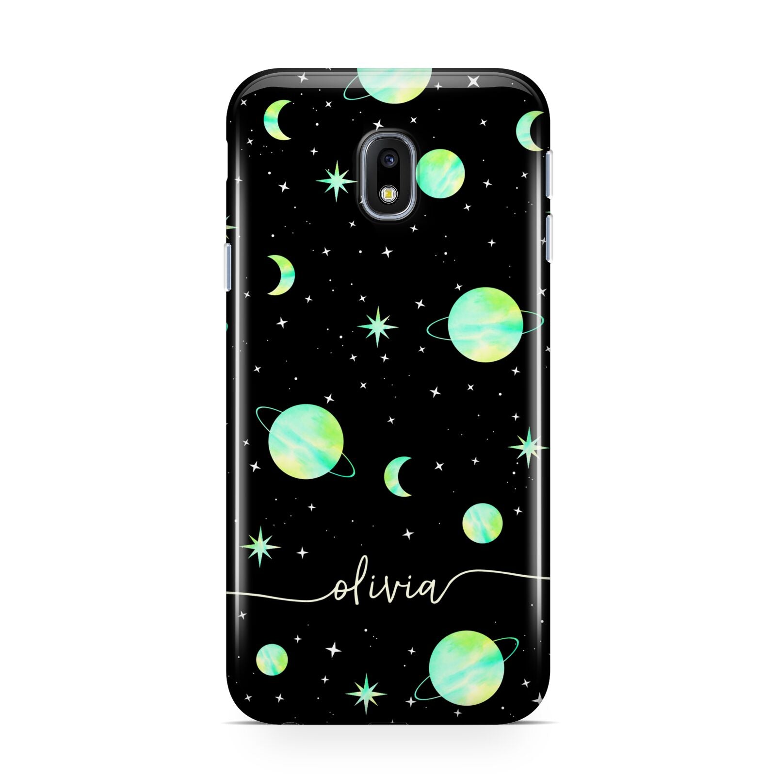 Green Galaxy Personalised Name Samsung Galaxy J3 2017 Case
