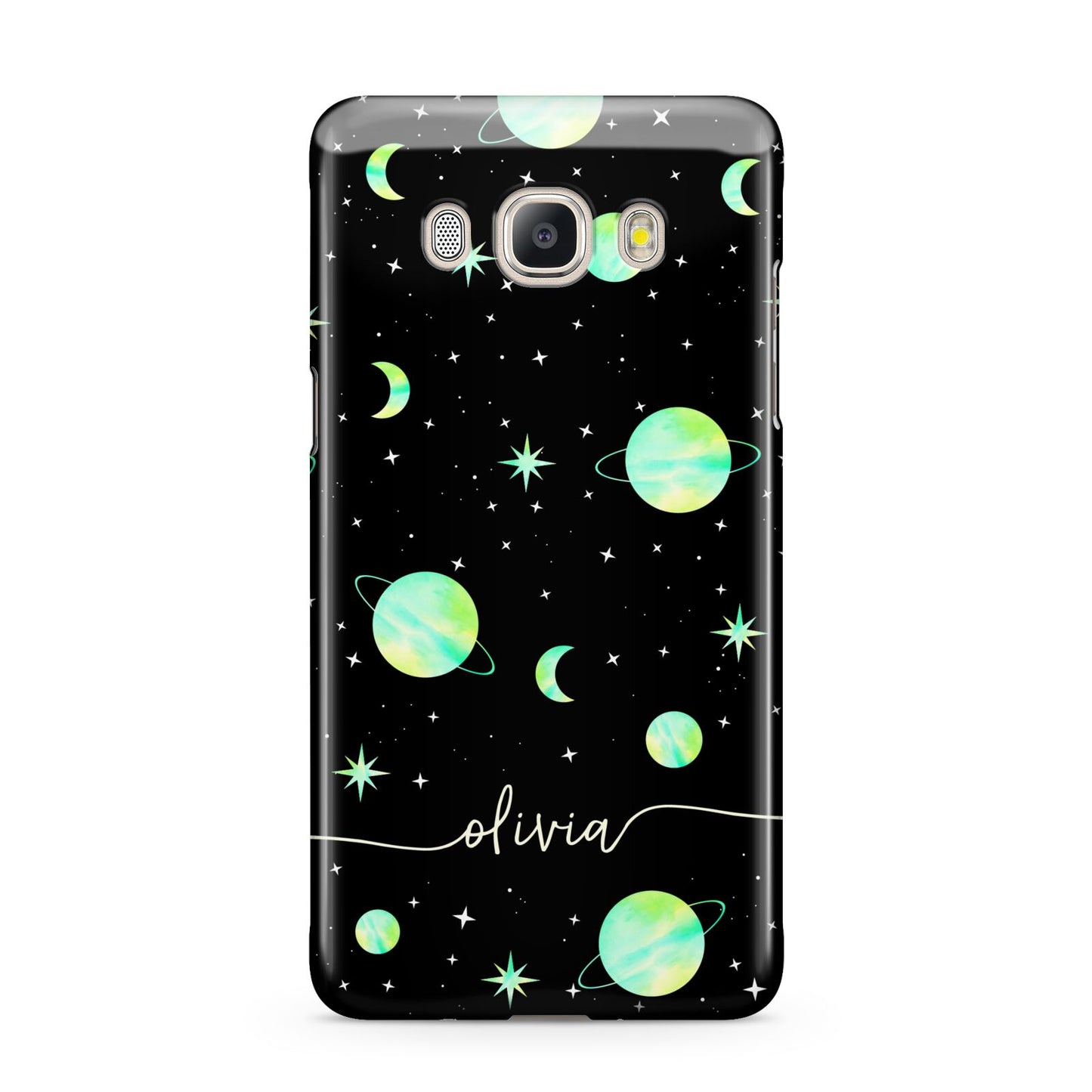 Green Galaxy Personalised Name Samsung Galaxy J5 2016 Case