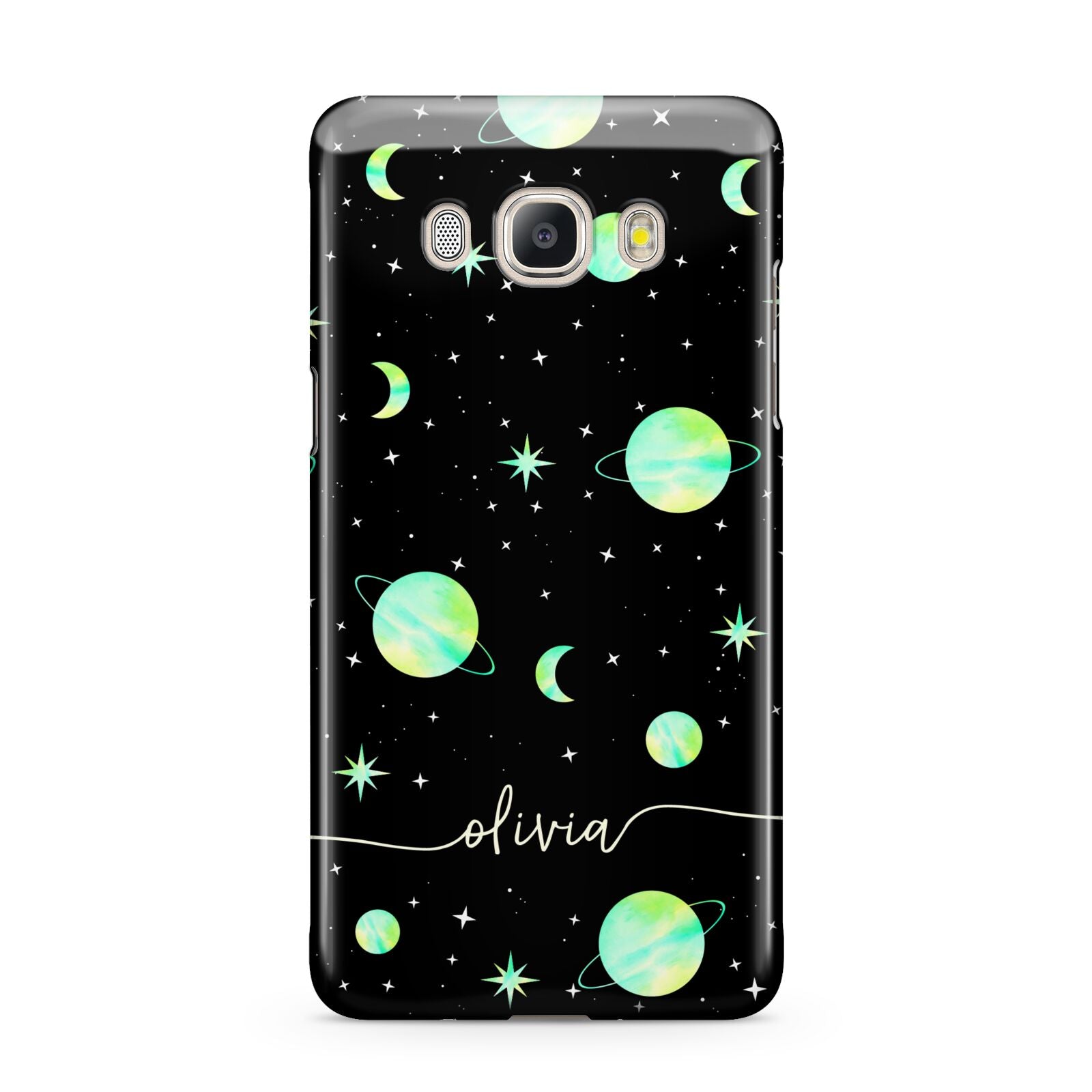 Green Galaxy Personalised Name Samsung Galaxy J5 2016 Case
