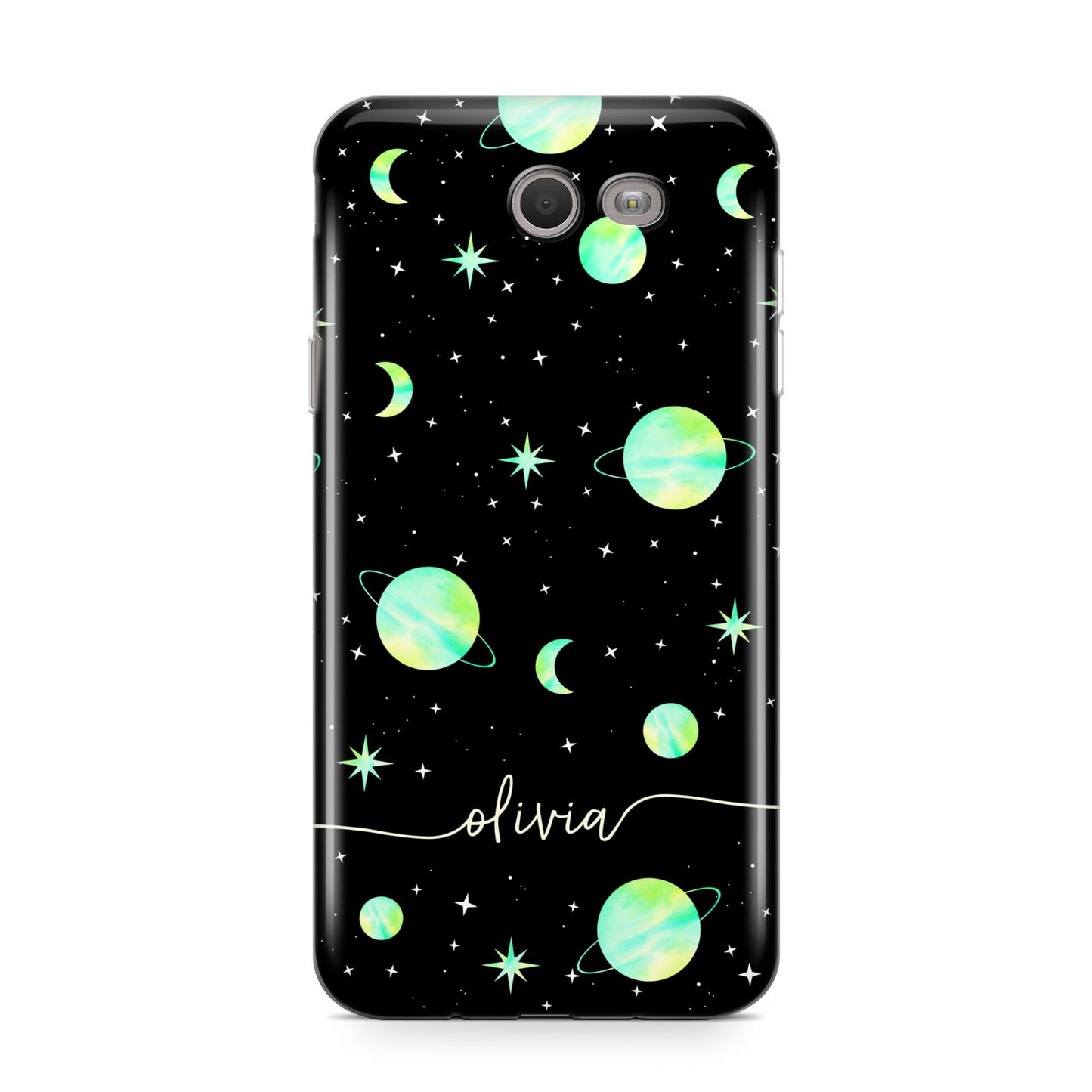 Green Galaxy Personalised Name Samsung Galaxy J7 2017 Case
