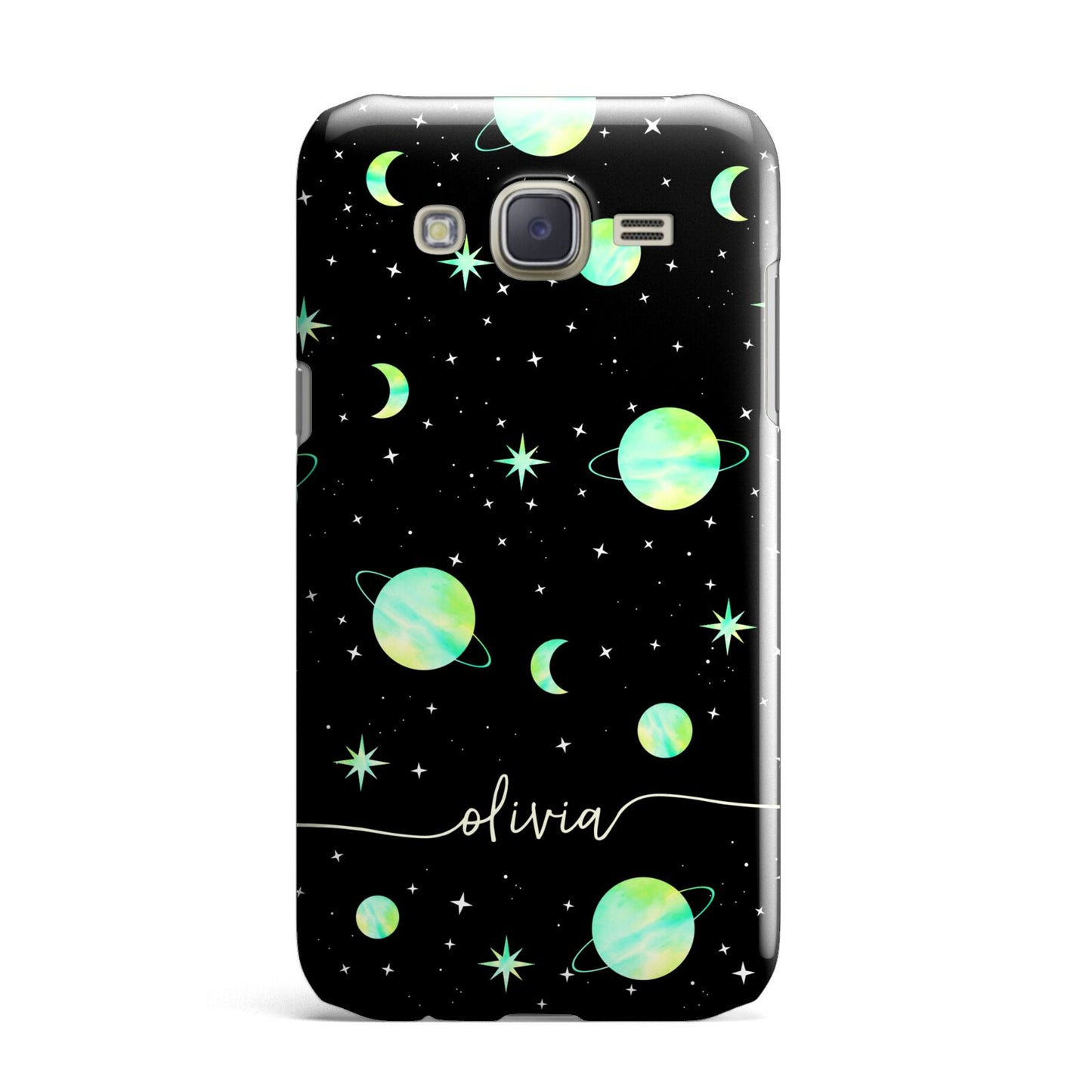Green Galaxy Personalised Name Samsung Galaxy J7 Case