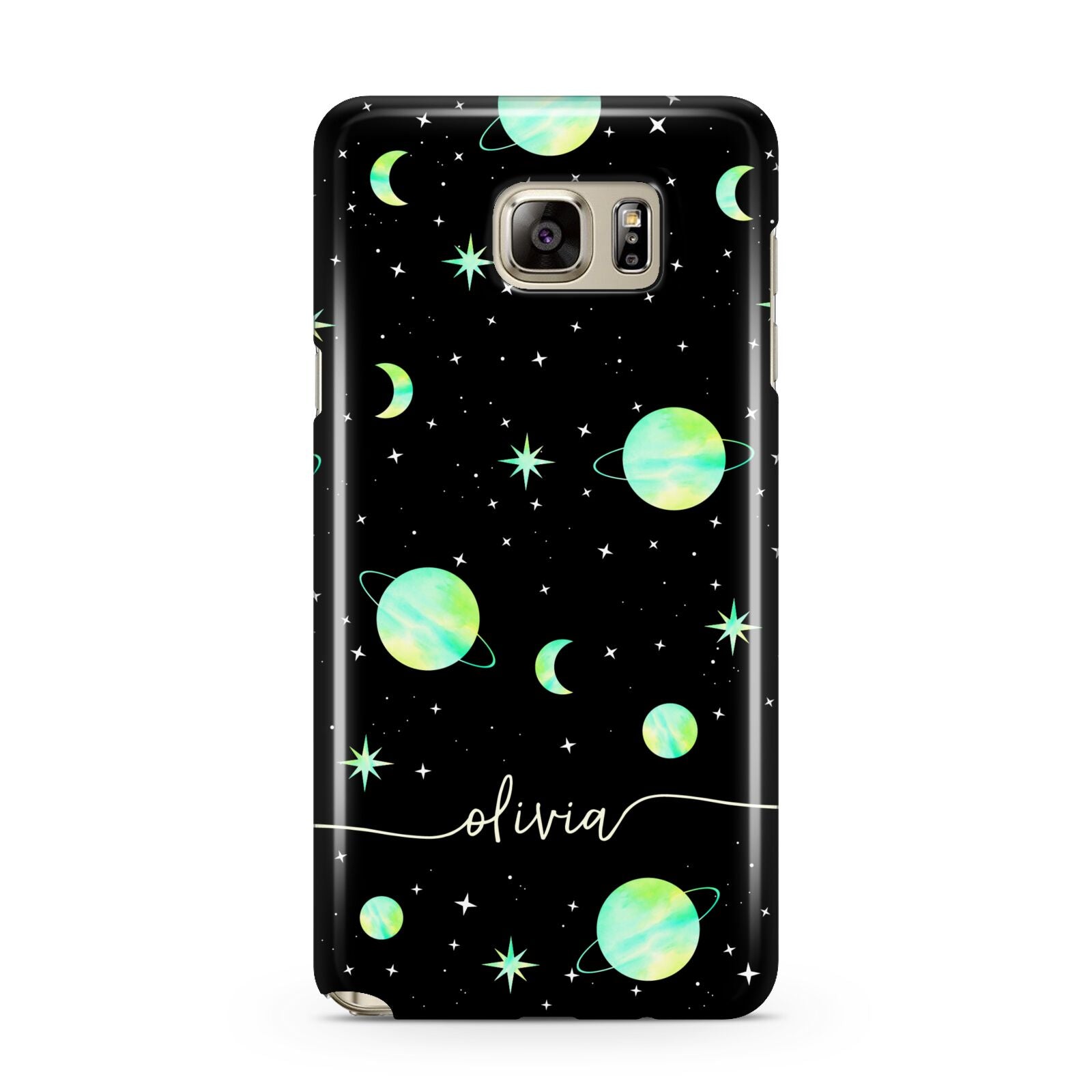 Green Galaxy Personalised Name Samsung Galaxy Note 5 Case