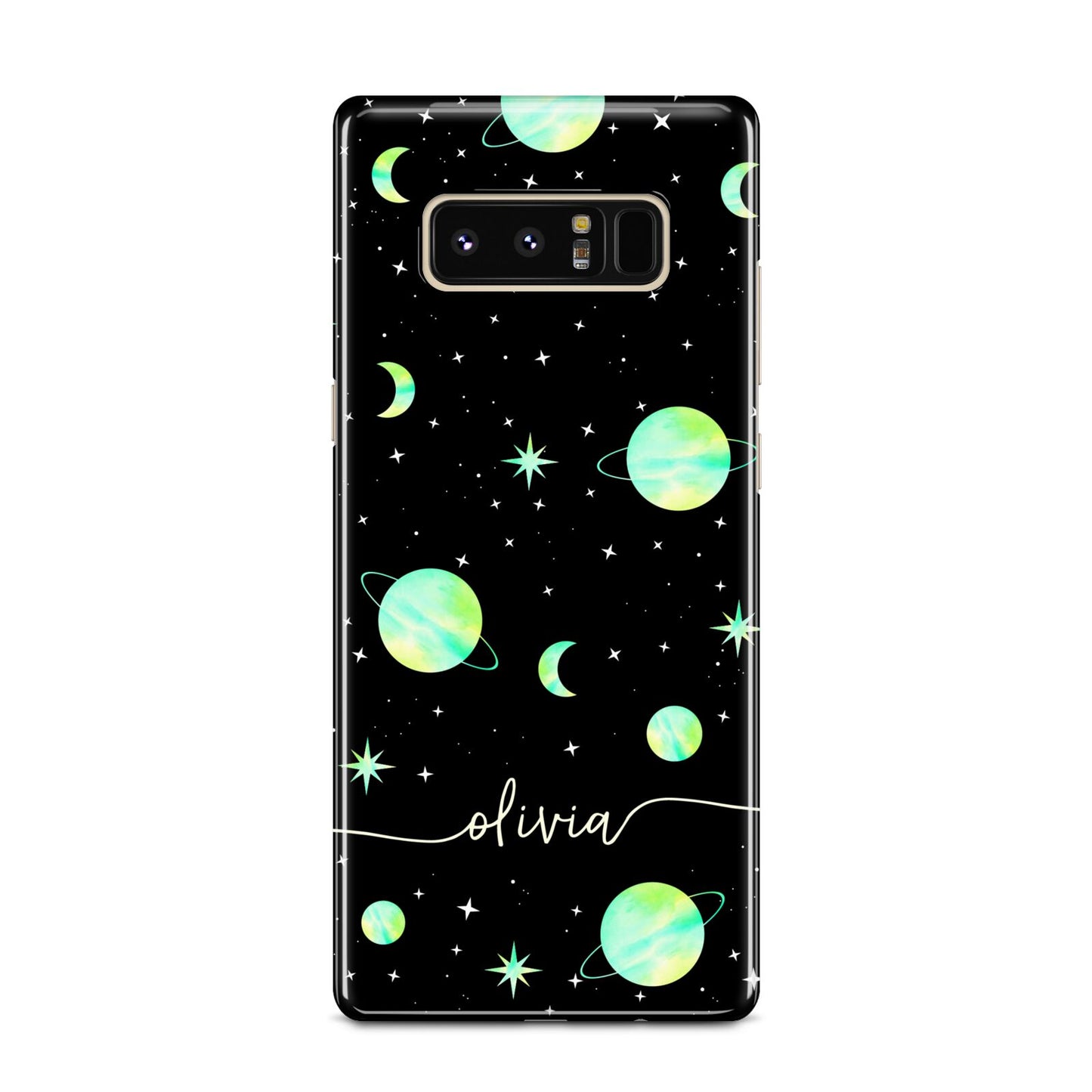 Green Galaxy Personalised Name Samsung Galaxy Note 8 Case