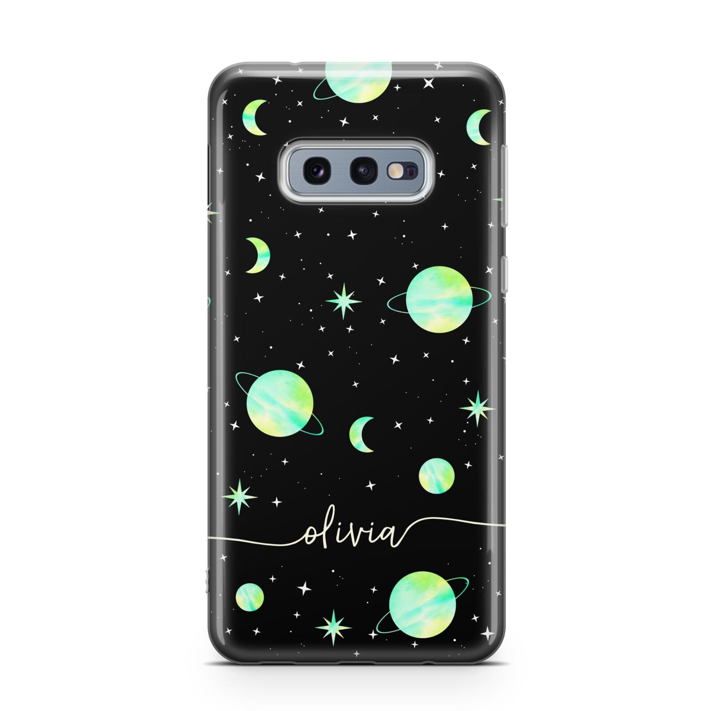 Green Galaxy Personalised Name Samsung Galaxy S10E Case
