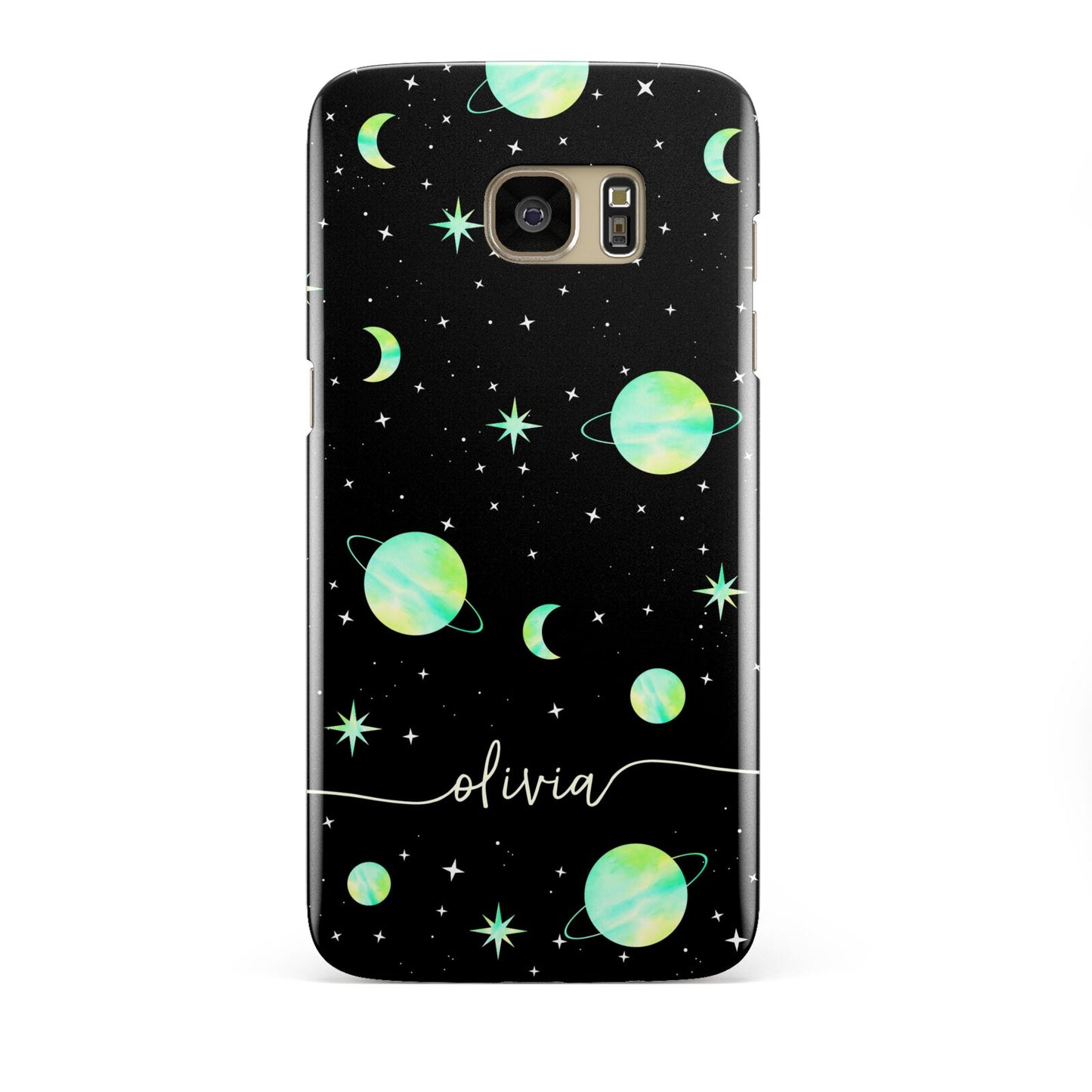 Green Galaxy Personalised Name Samsung Galaxy S7 Edge Case