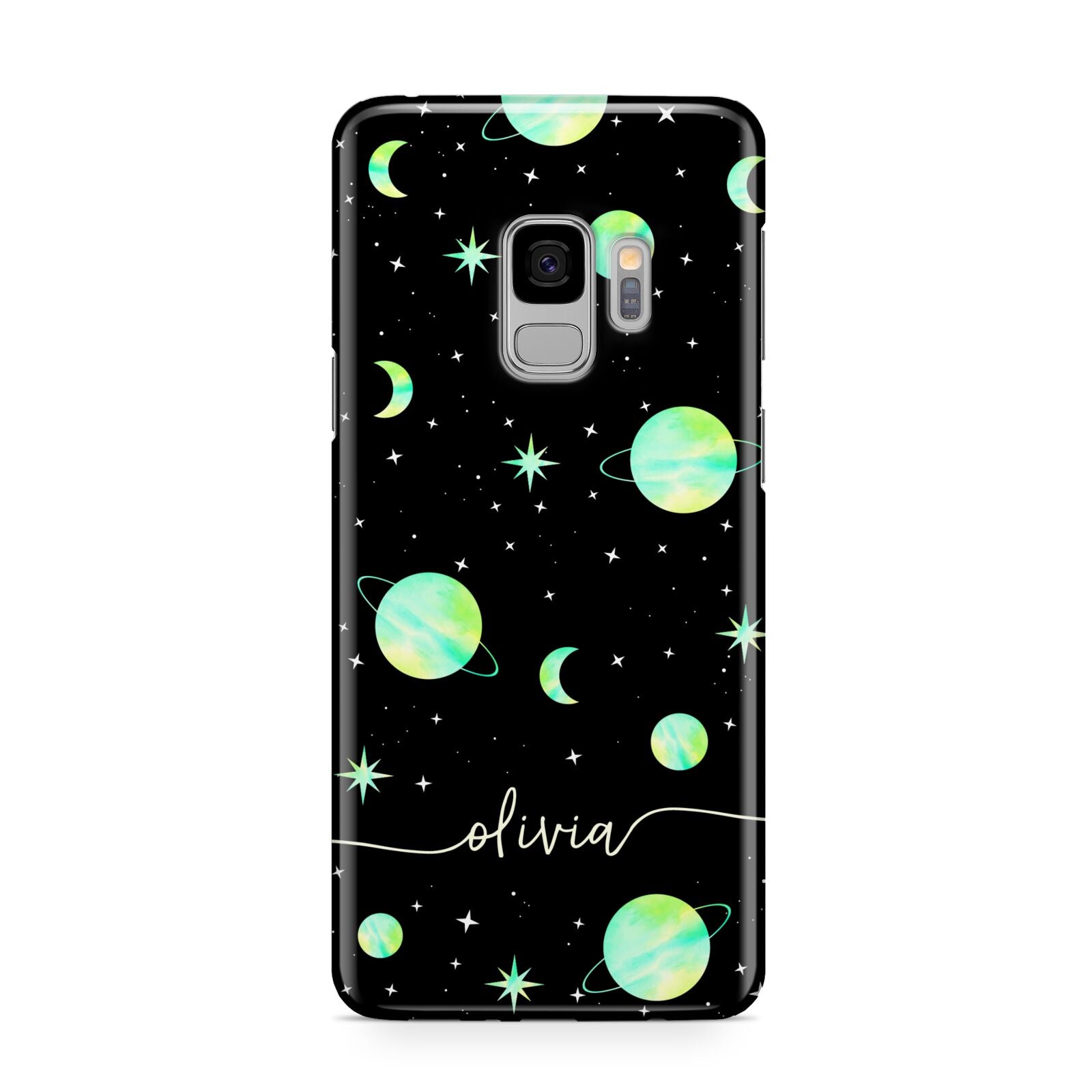 Green Galaxy Personalised Name Samsung Galaxy S9 Case