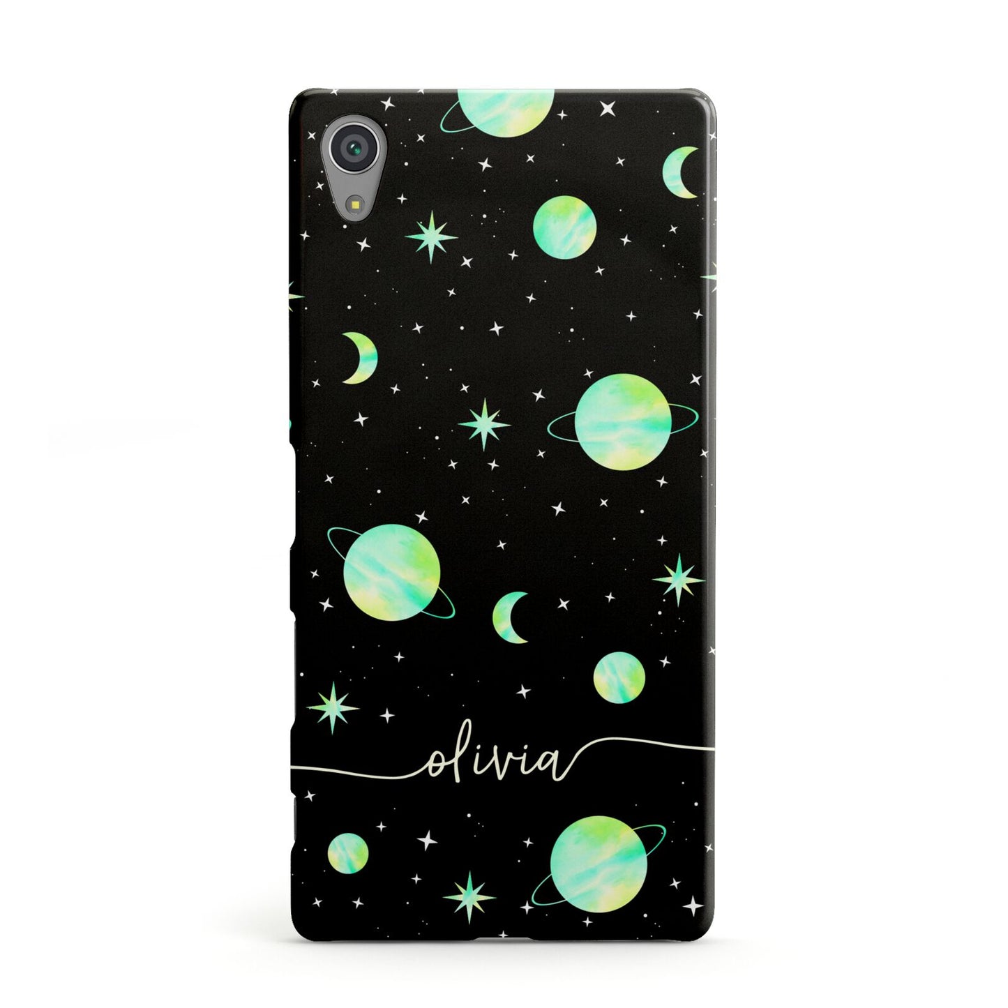 Green Galaxy Personalised Name Sony Xperia Case