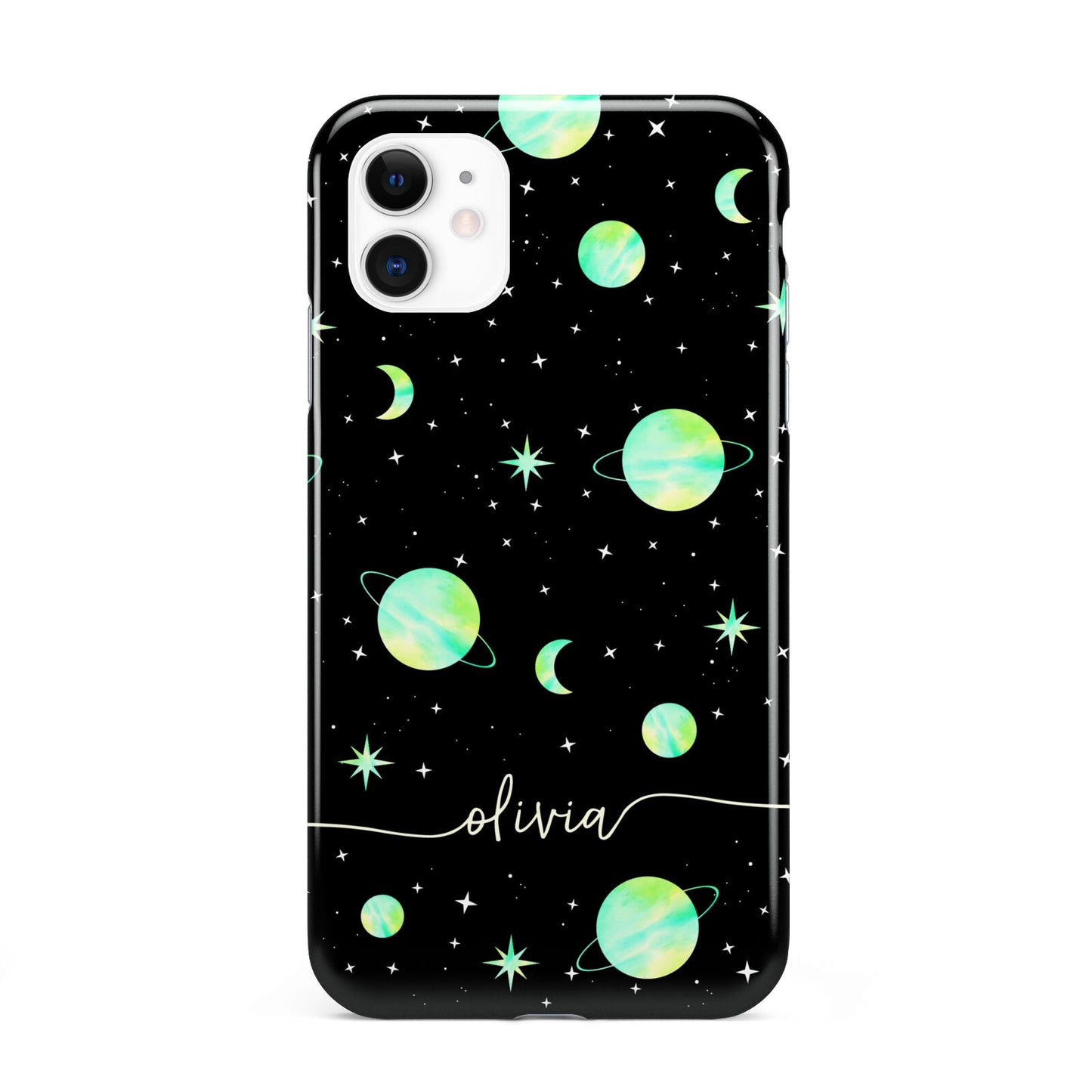 Green Galaxy Personalised Name iPhone 11 3D Tough Case