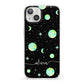 Green Galaxy Personalised Name iPhone 13 Clear Bumper Case