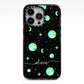 Green Galaxy Personalised Name iPhone 13 Pro Black Impact Case on Silver phone