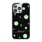 Green Galaxy Personalised Name iPhone 13 Pro Clear Bumper Case