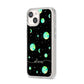 Green Galaxy Personalised Name iPhone 14 Clear Tough Case Starlight Angled Image