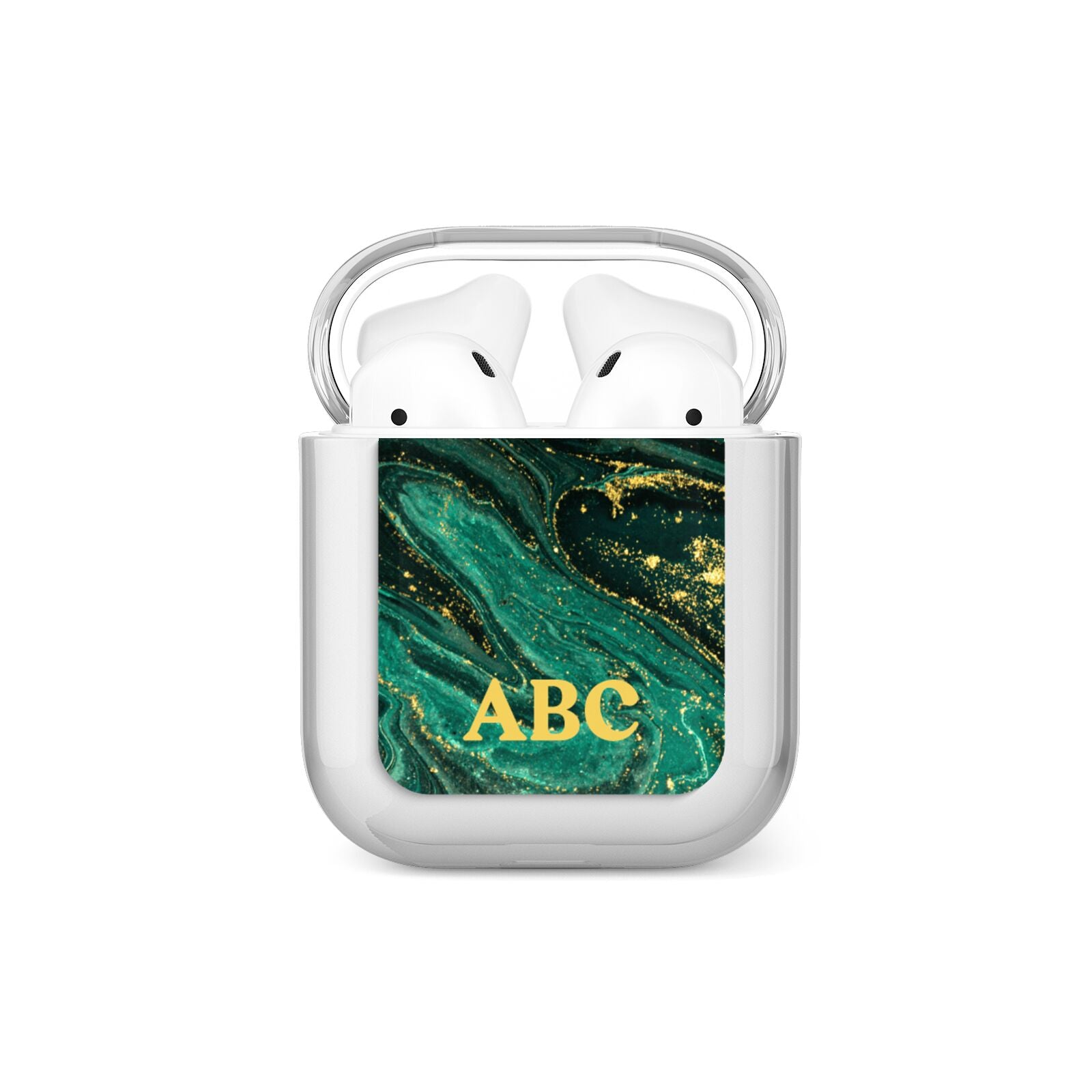 Green Gold Marble Personalised Initial AirPods Case