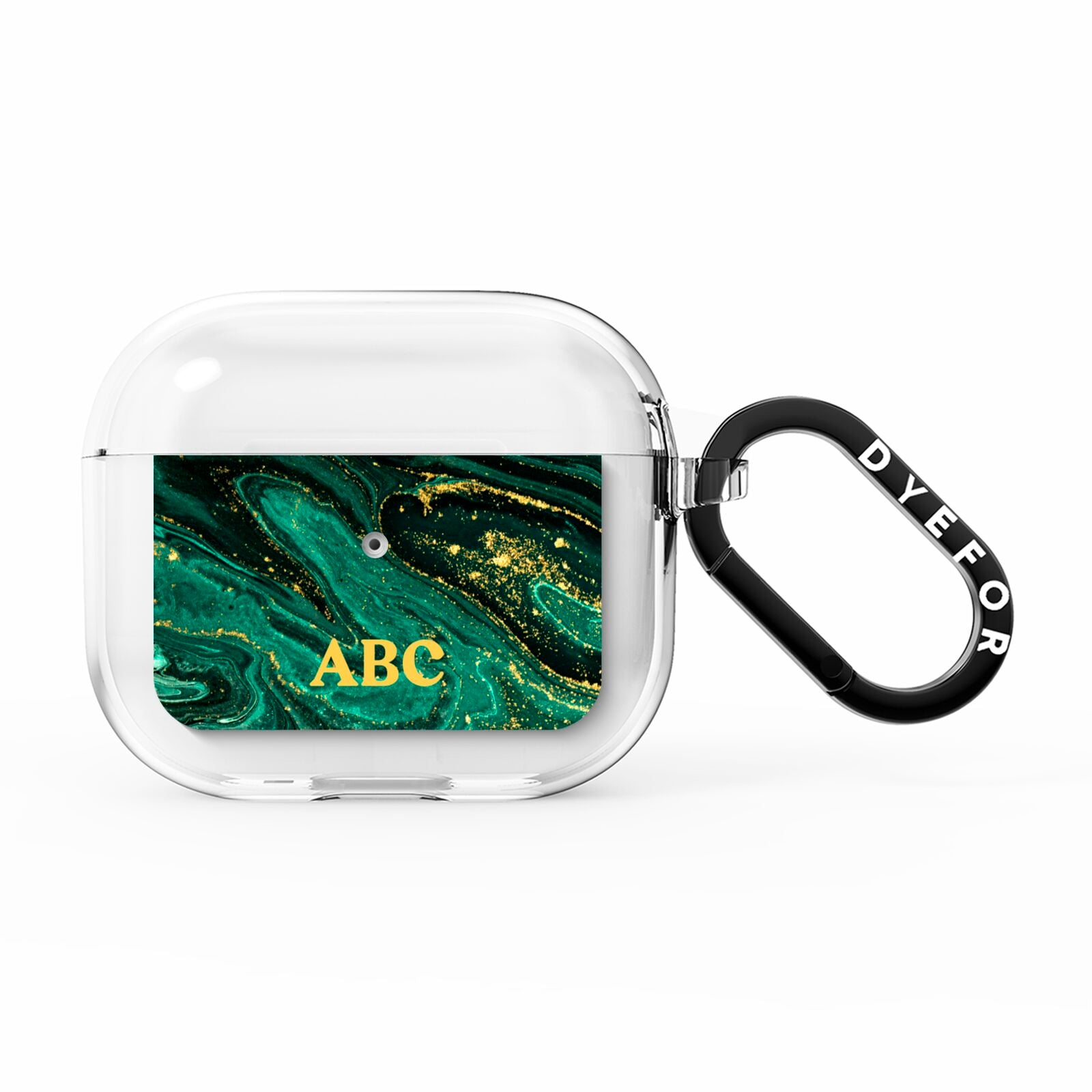 Green Gold Marble Personalised Initial AirPods Clear Case 3rd Gen