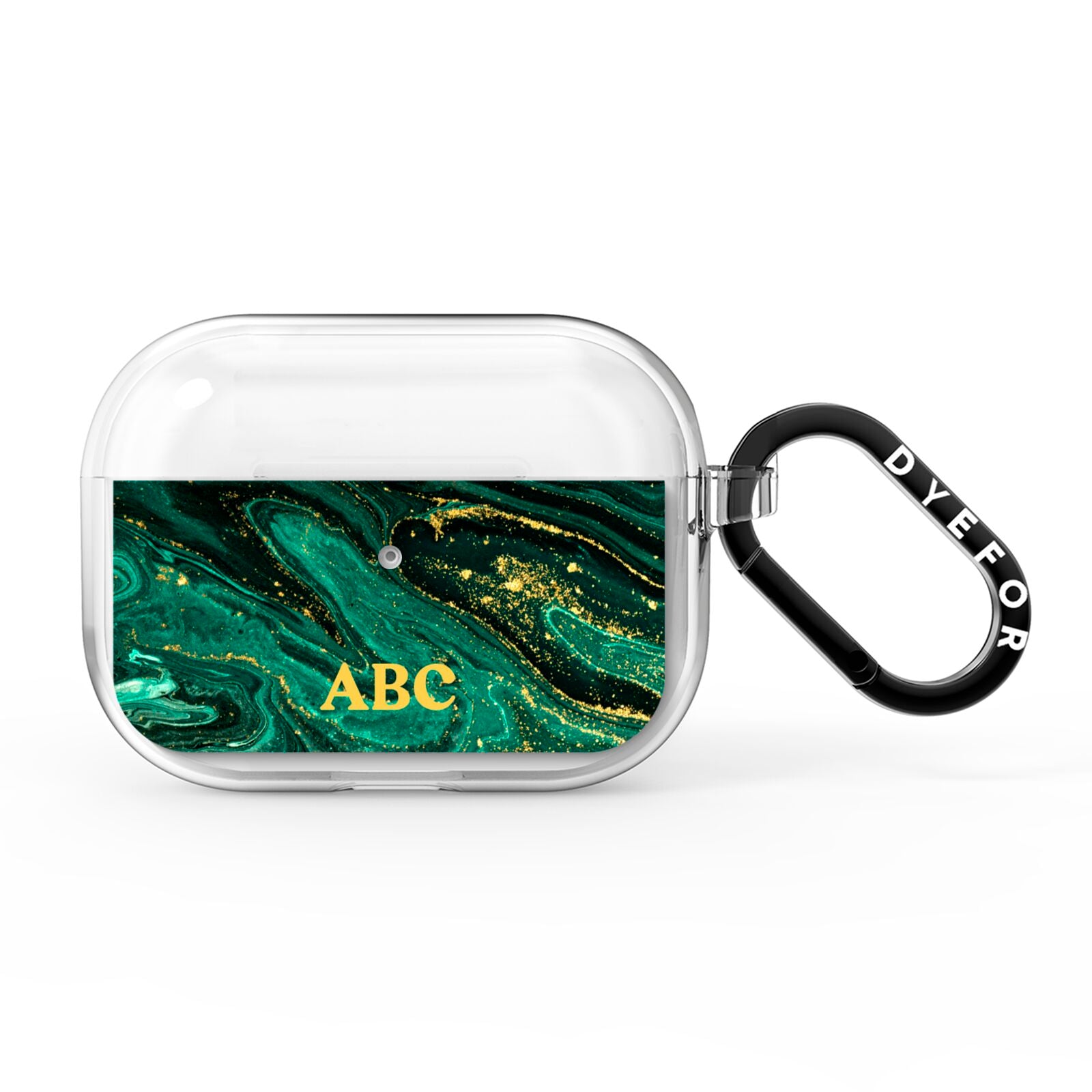 Green Gold Marble Personalised Initial AirPods Pro Clear Case