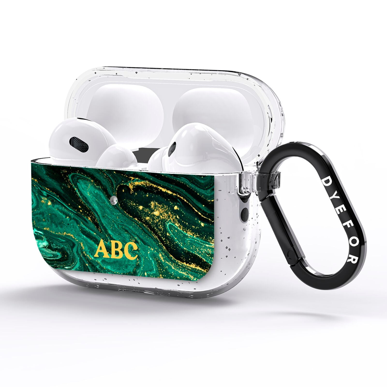 Green Gold Marble Personalised Initial AirPods Pro Glitter Case Side Image