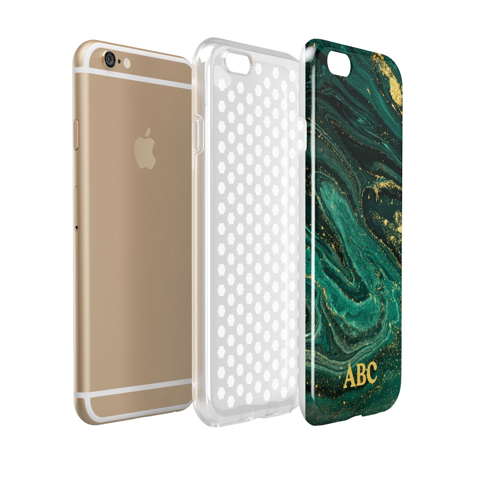 Green Gold Marble Personalised Initial Apple iPhone 6 3D Tough Case Expanded view