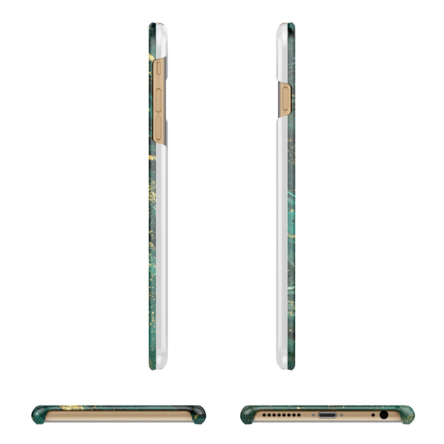 Green Gold Marble Personalised Initial Apple iPhone 6 Plus 3D Wrap Snap Case Angled Images