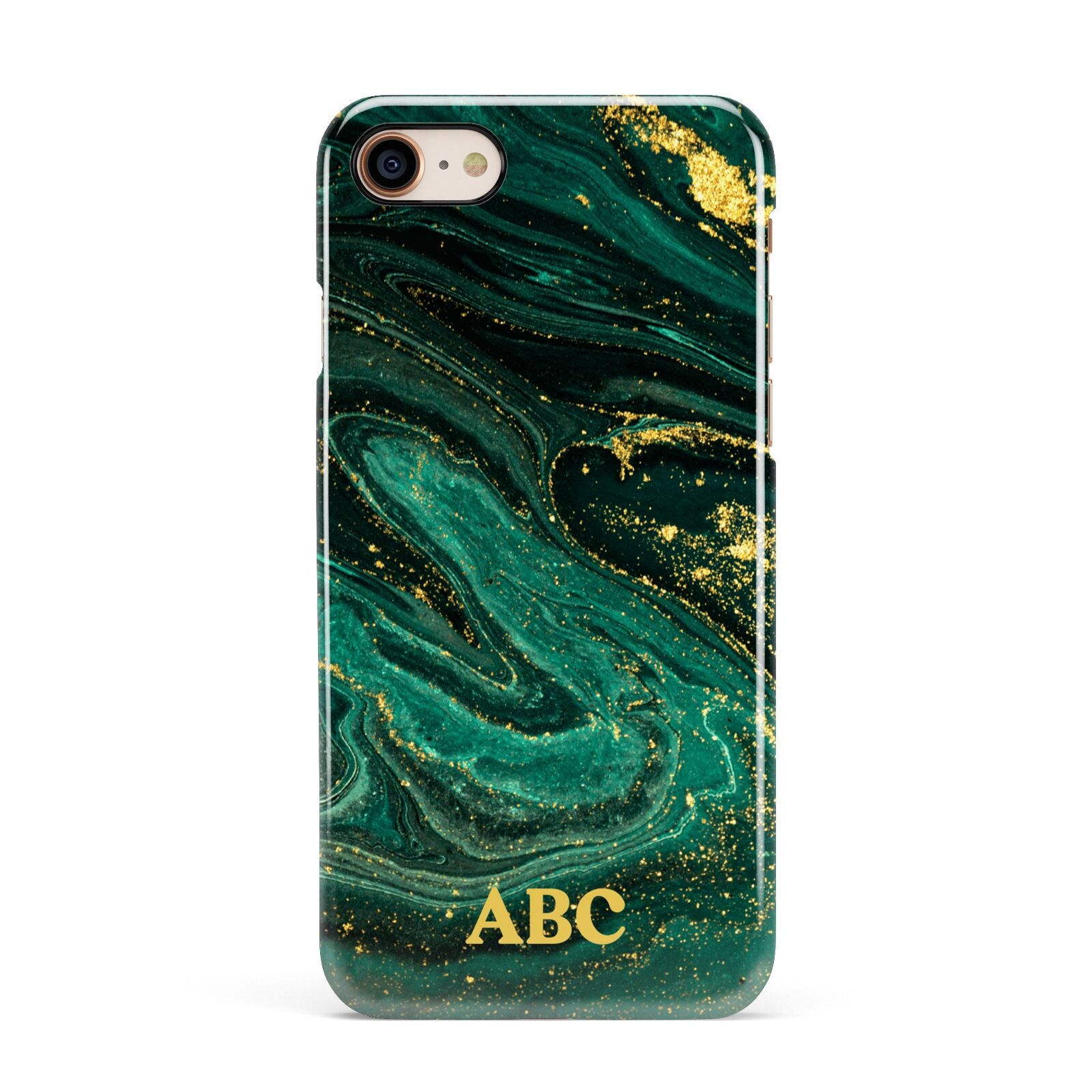 Green Gold Marble Personalised Initial Apple iPhone 7 8 3D Snap Case