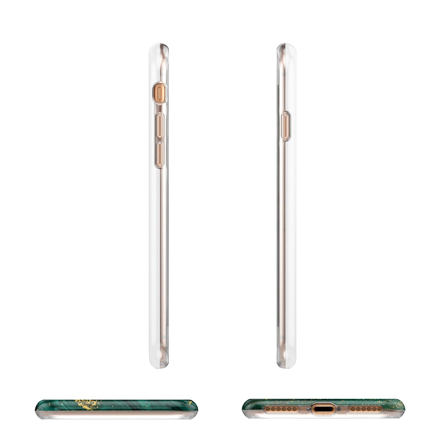 Green Gold Marble Personalised Initial Apple iPhone 7 8 3D Wrap Tough Case Alternative Image Angles