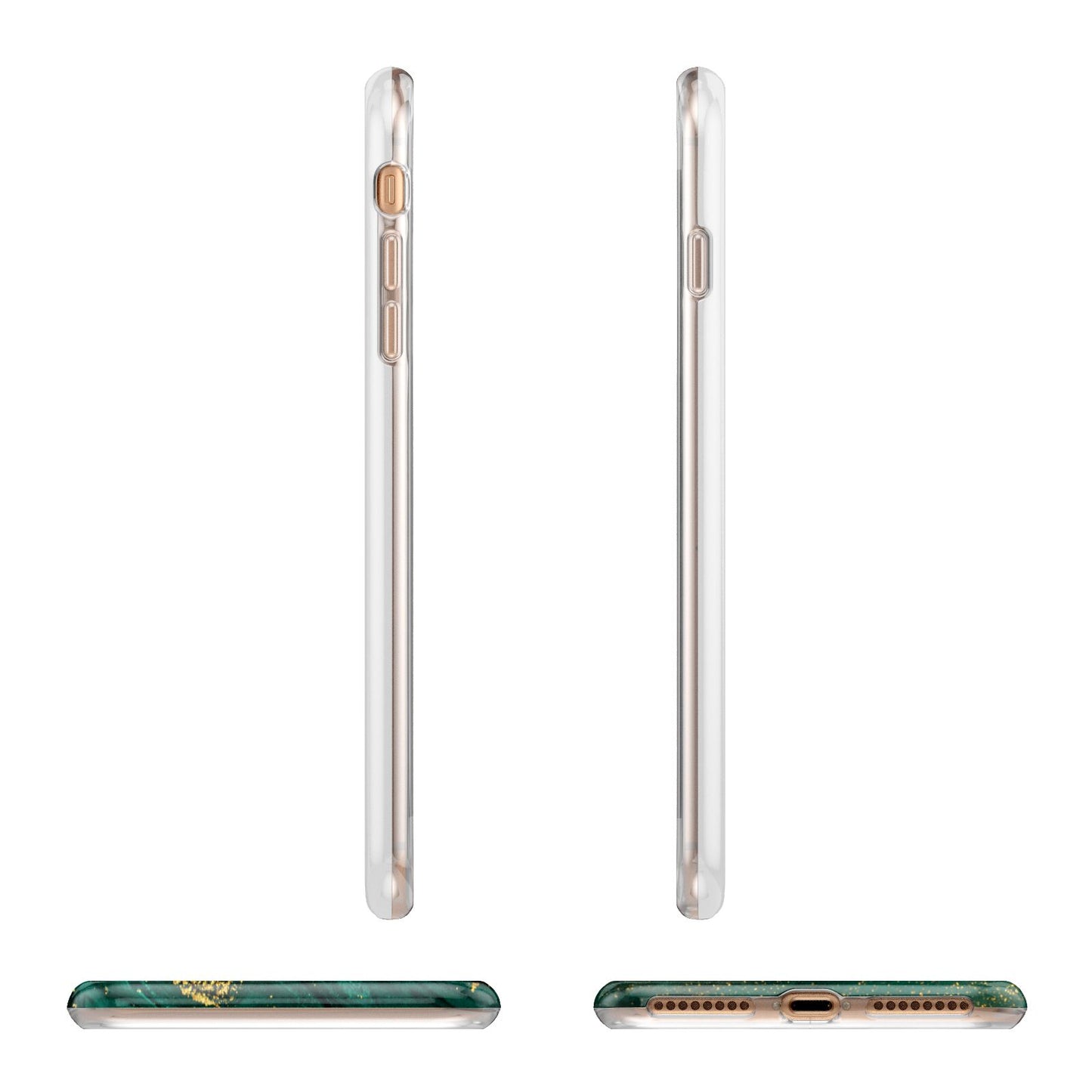 Green Gold Marble Personalised Initial Apple iPhone 7 8 Plus 3D Wrap Tough Case Alternative Image Angles