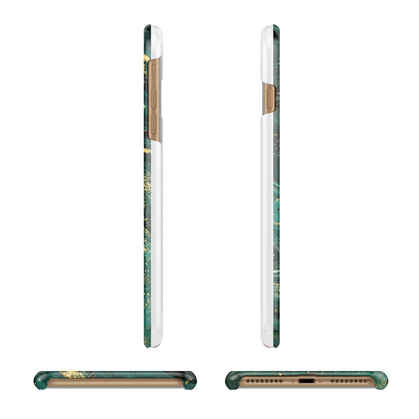 Green Gold Marble Personalised Initial Apple iPhone 7 Plus 3D Wrap Snap Case Angled Images