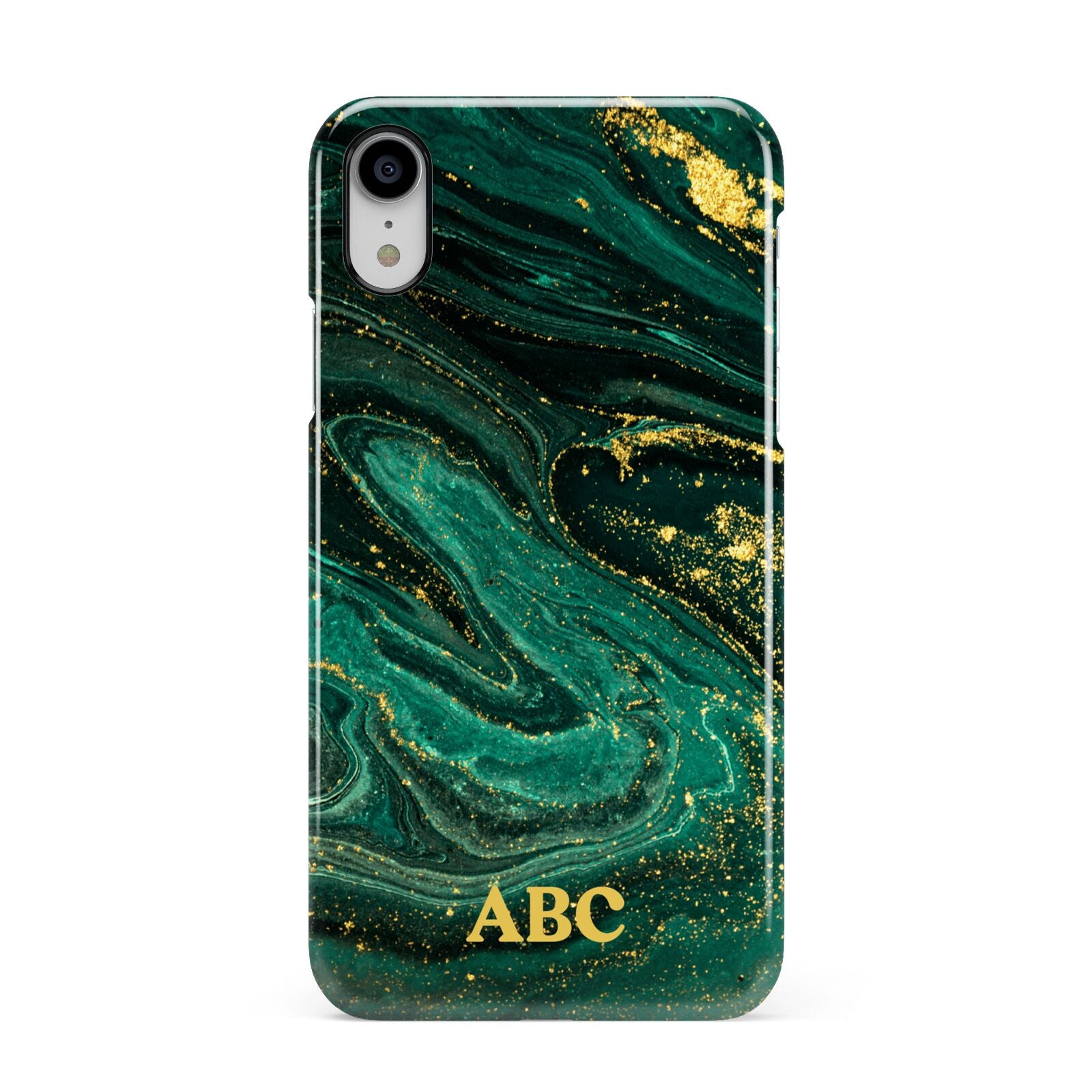 Green Gold Marble Personalised Initial Apple iPhone XR White 3D Snap Case