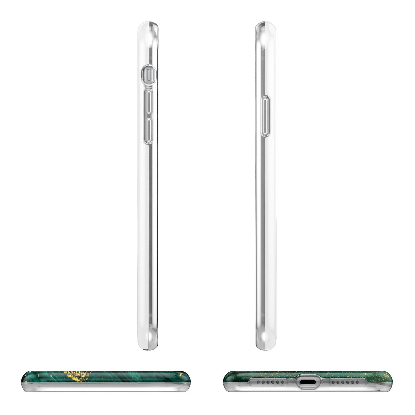 Green Gold Marble Personalised Initial Apple iPhone XR in White with 3D Wrap Tough Case Alternative Image Angles