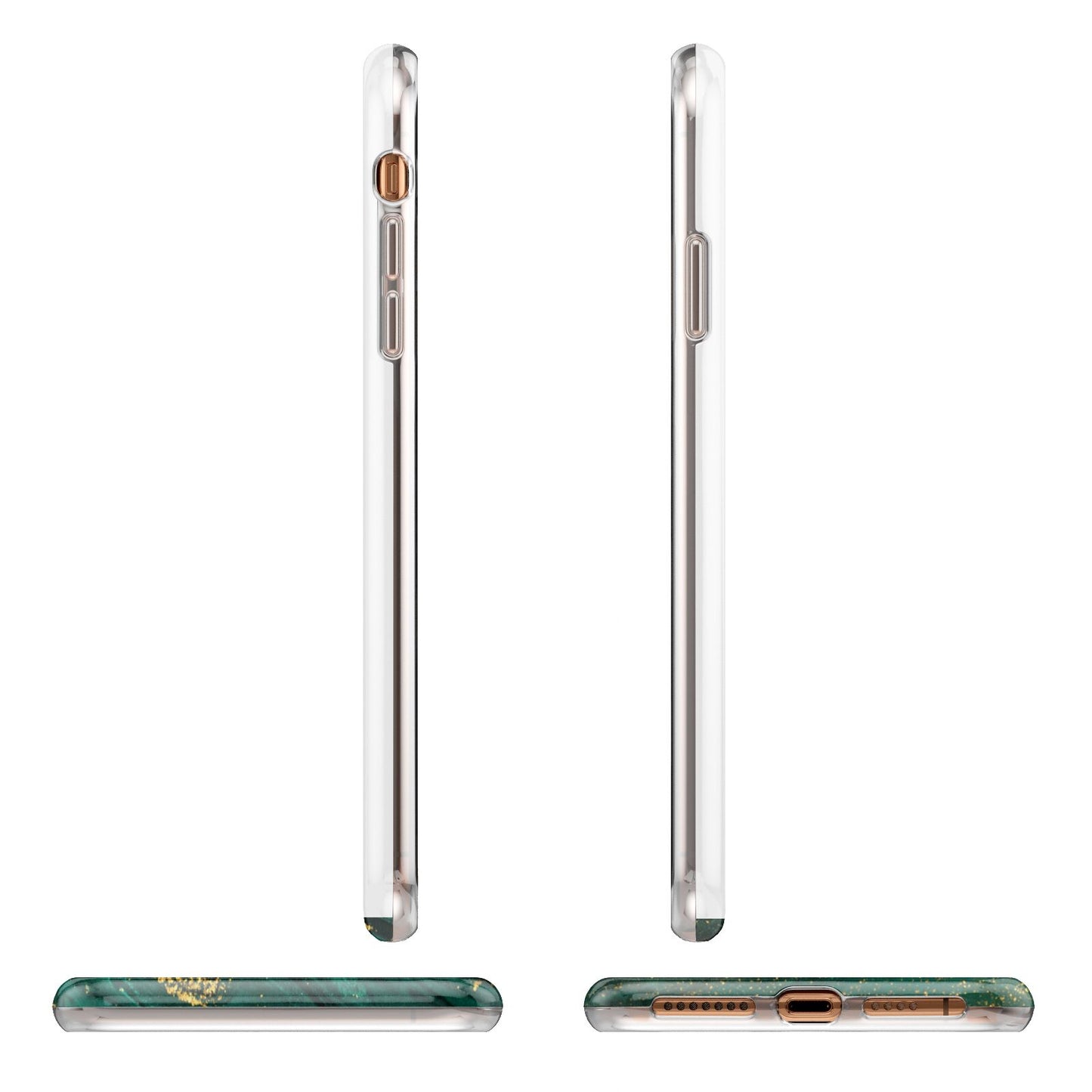 Green Gold Marble Personalised Initial Apple iPhone XS Max 3D Wrap Tough Case Alternative Image Angles