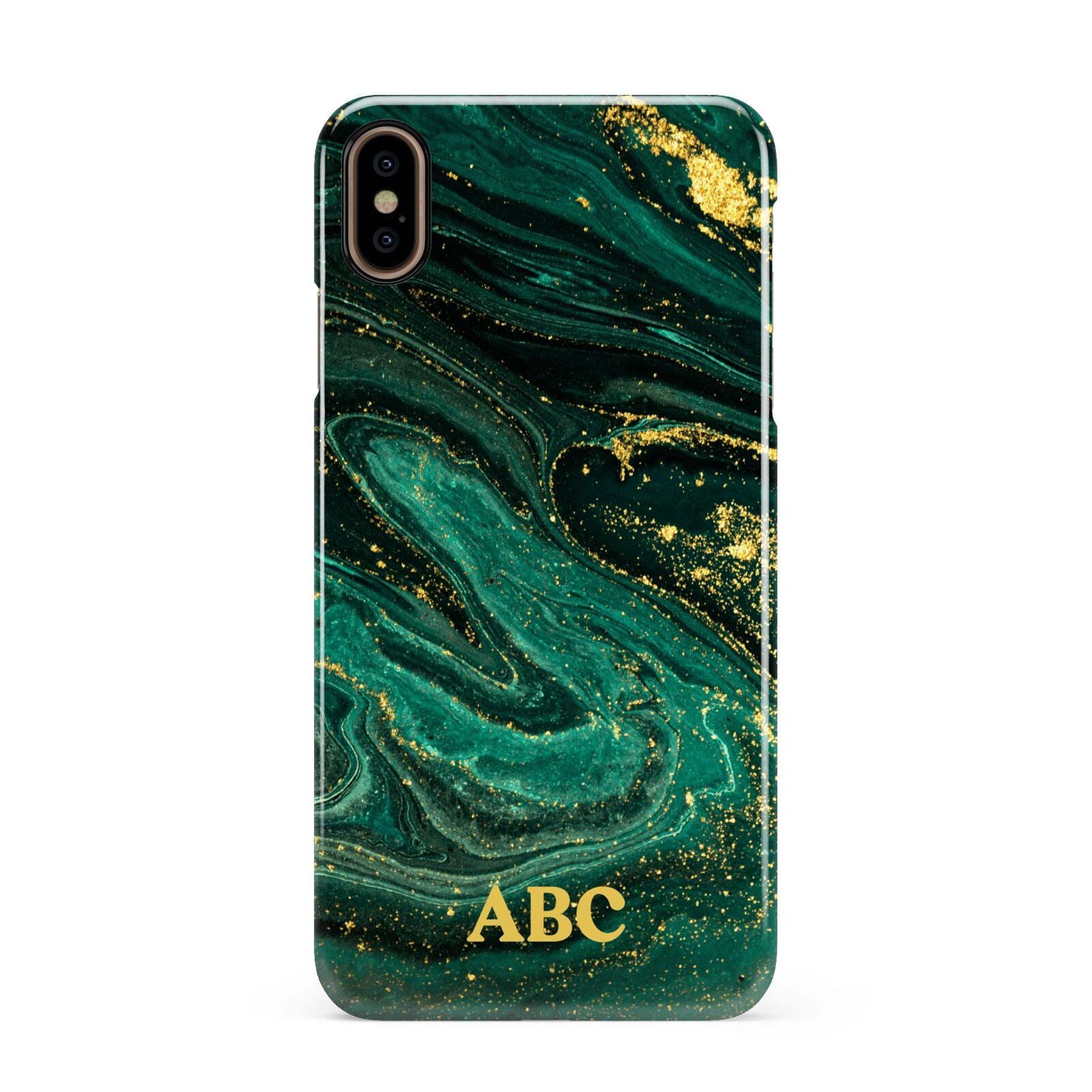 Green Gold Marble Personalised Initial Apple iPhone Xs Max 3D Snap Case