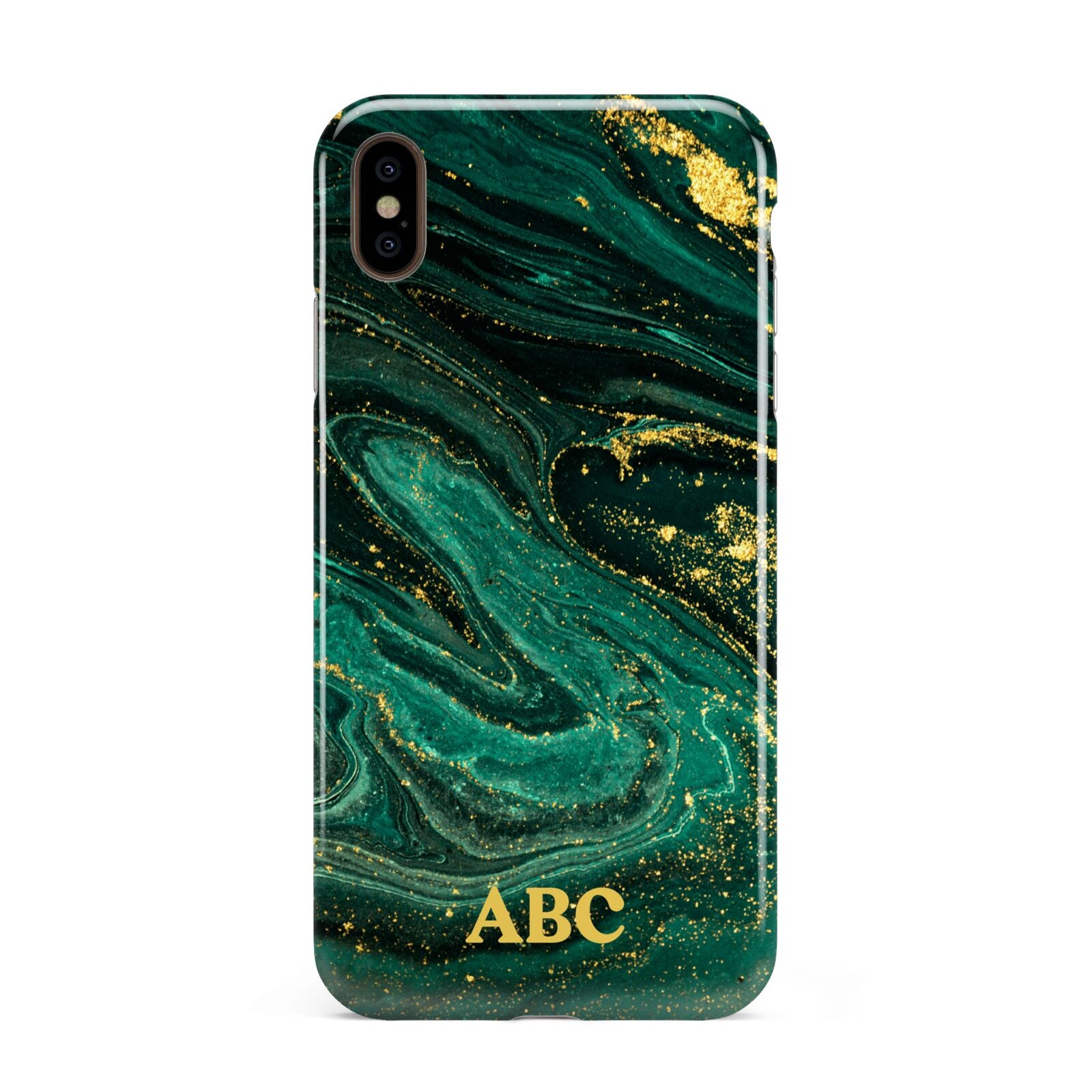 Green Gold Marble Personalised Initial Apple iPhone Xs Max 3D Tough Case