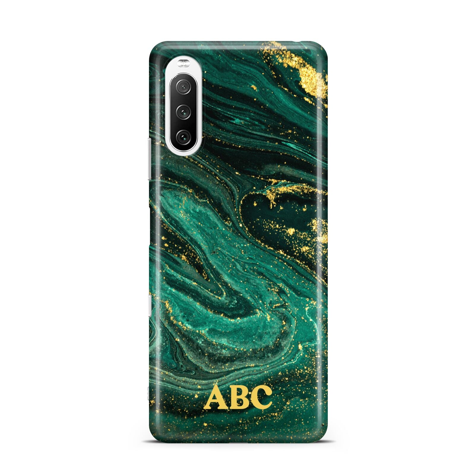Green Gold Marble Personalised Initial Sony Xperia 10 III Case