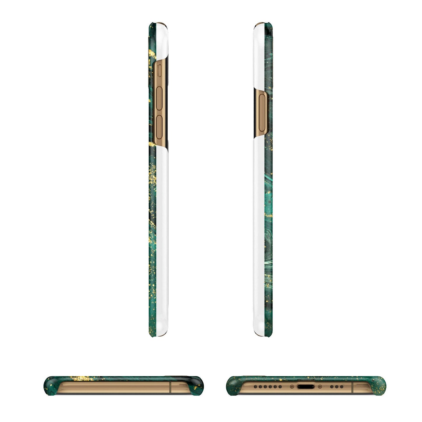 Green Gold Marble Personalised Initial iPhone 11 3D Snap Case Angle Images