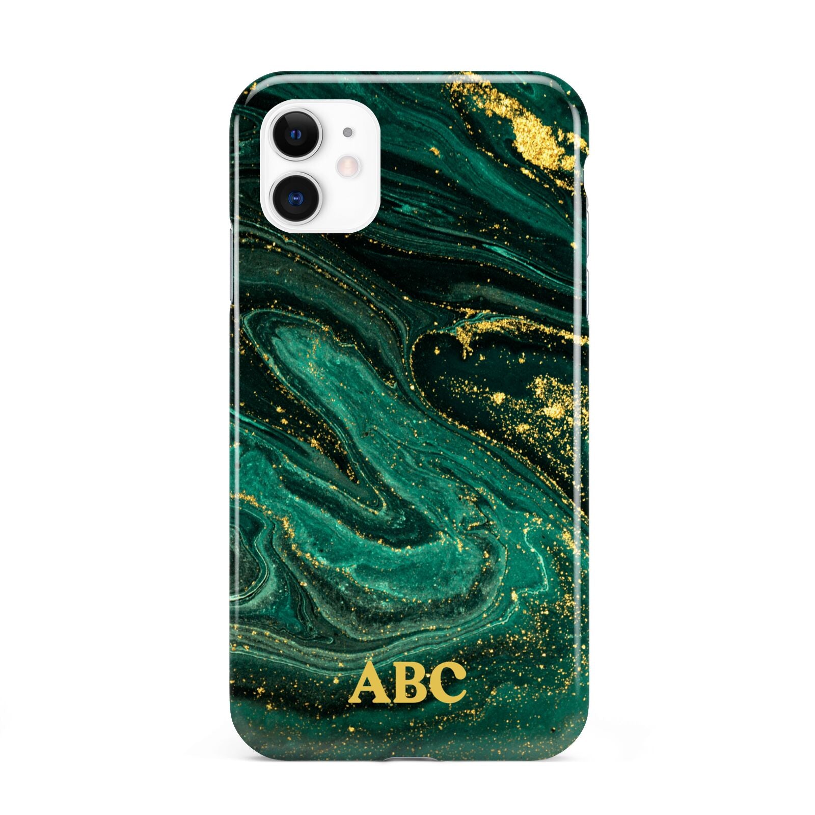 Green Gold Marble Personalised Initial iPhone 11 3D Tough Case